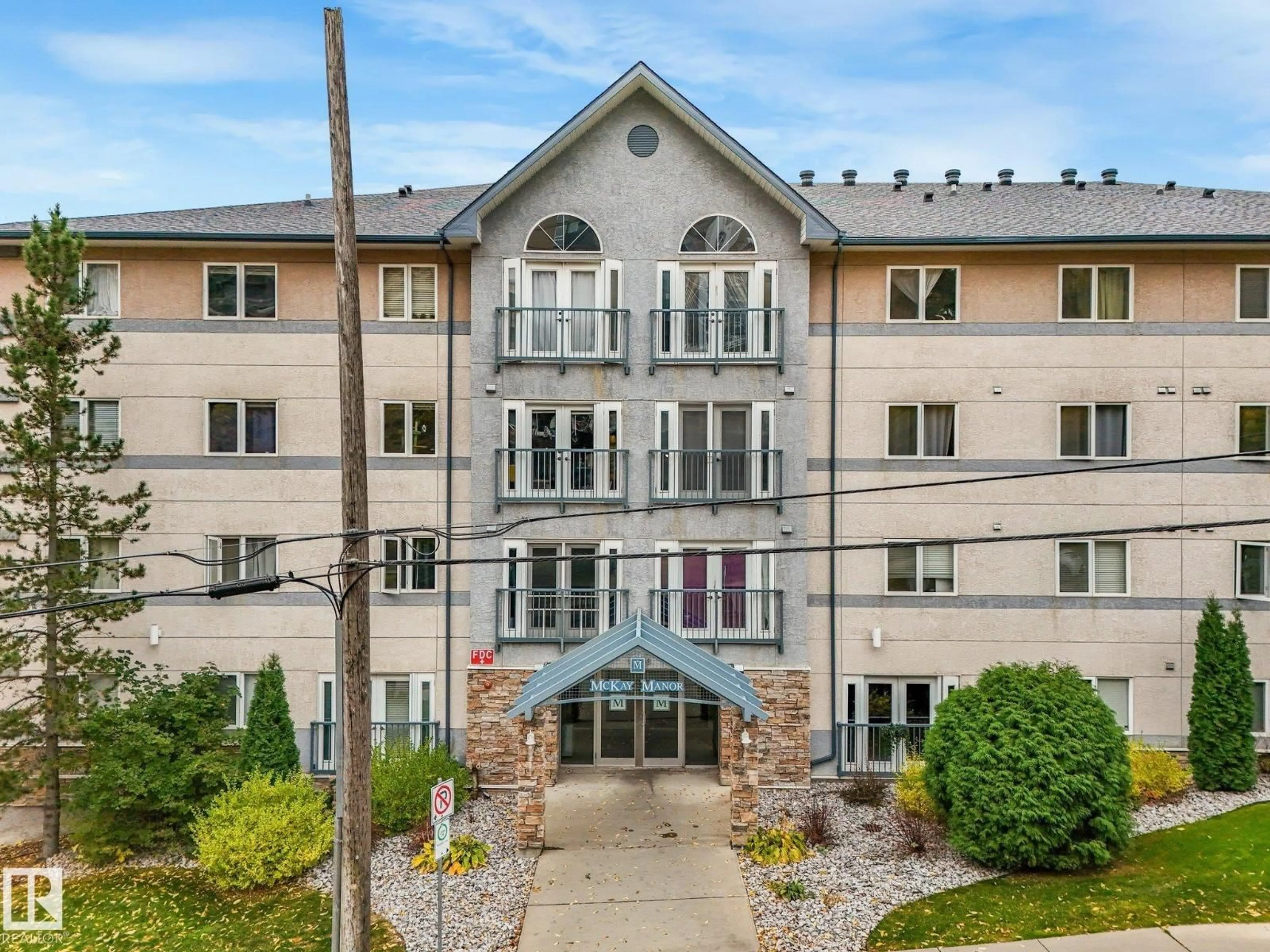 A pic from outside/outdoor area/front of a property/back of a property/a pic from drone, building for 202 - 10403 98 AV, Edmonton Alberta T5K2Y5