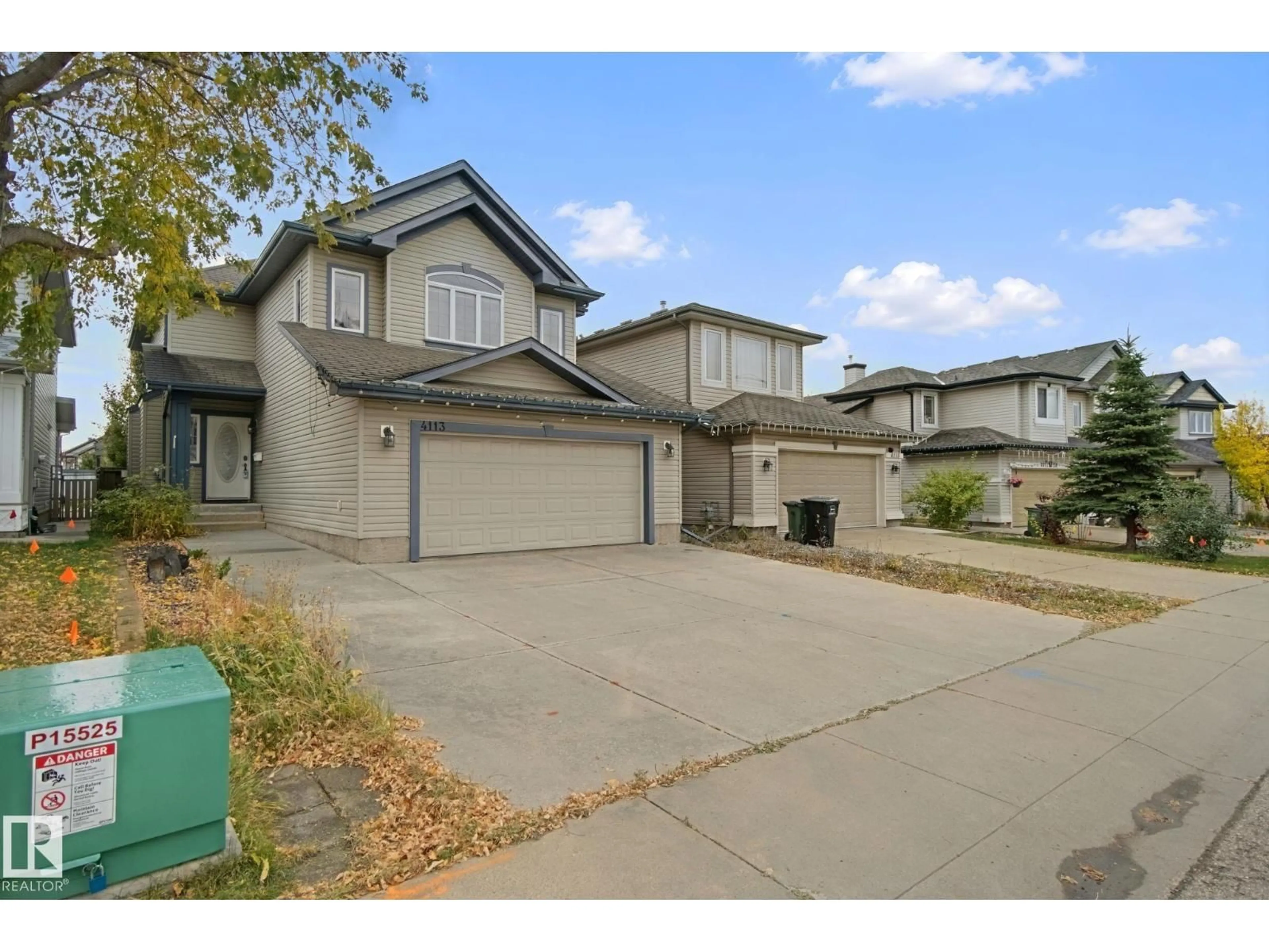 A pic from outside/outdoor area/front of a property/back of a property/a pic from drone, street for 4113 158 AV, Edmonton Alberta T5Y0A3