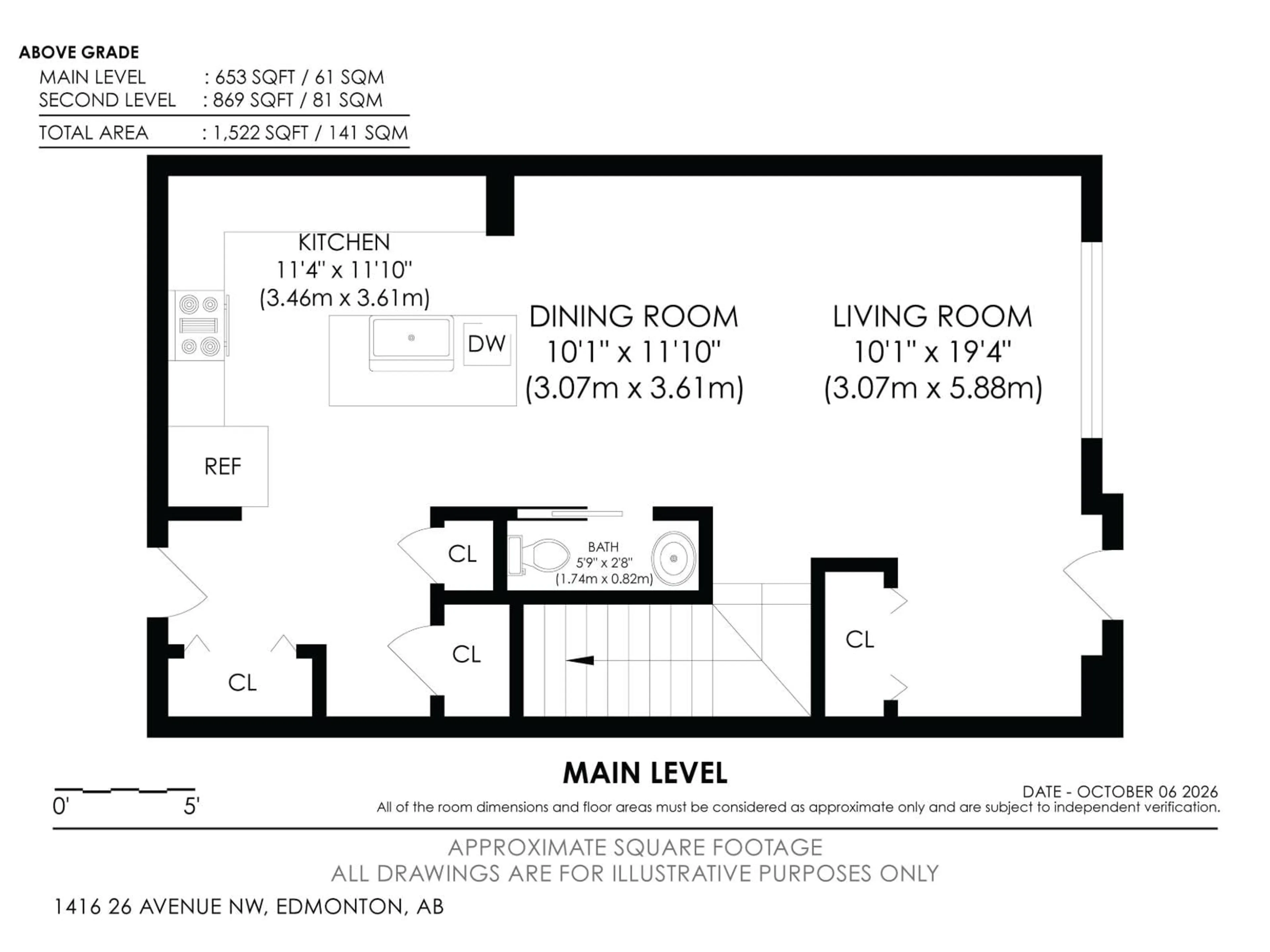 Floor plan for 1416 26 AV NW, Edmonton Alberta T6T0W1