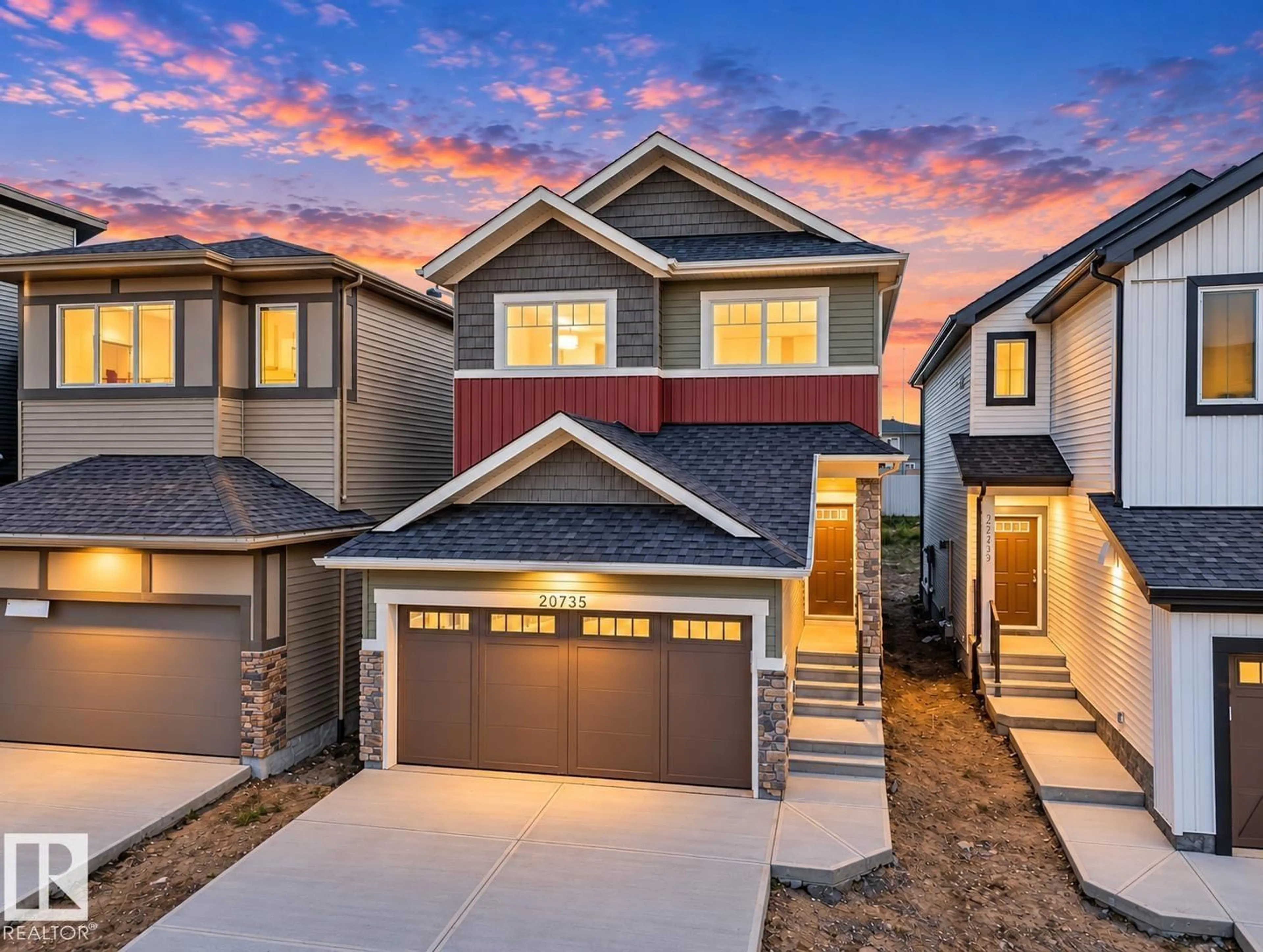 Home with vinyl exterior material, street for 20735 24 AV, Edmonton Alberta T6M2C4