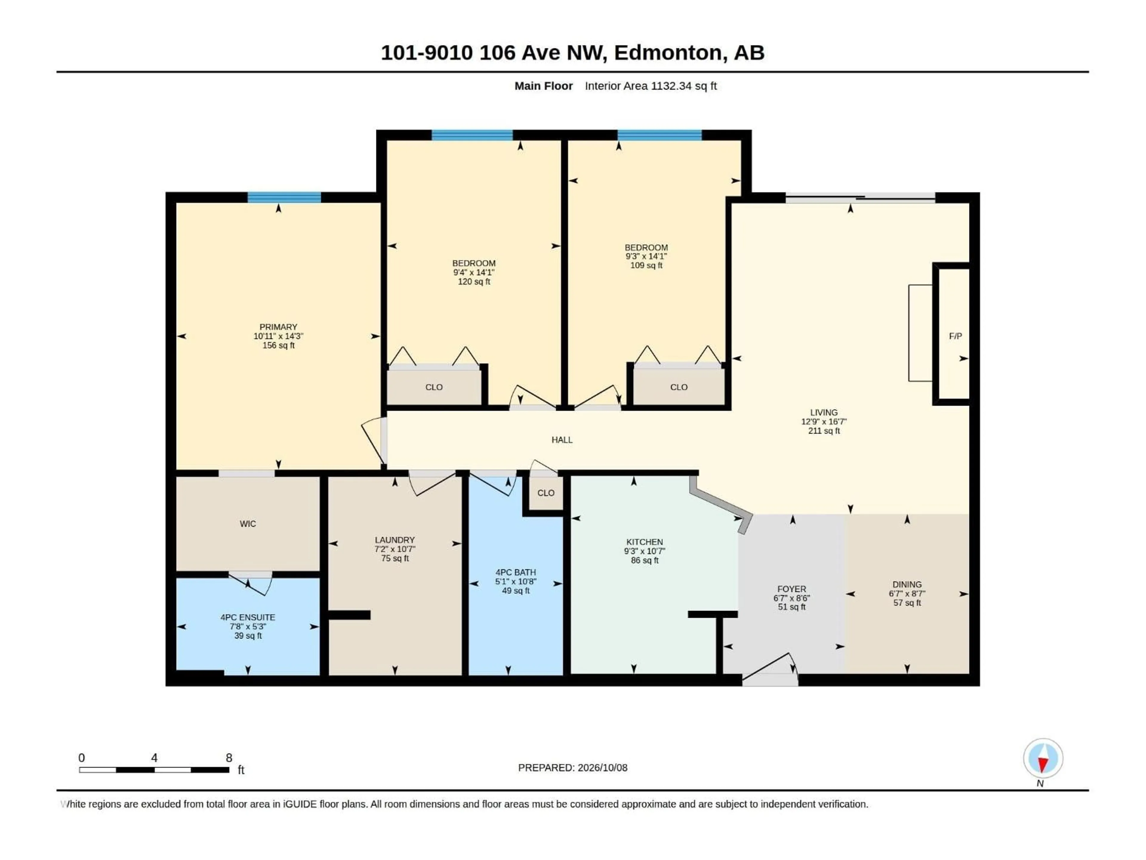 Floor plan for #101 - 9010 106 AV, Edmonton Alberta T5H4K3