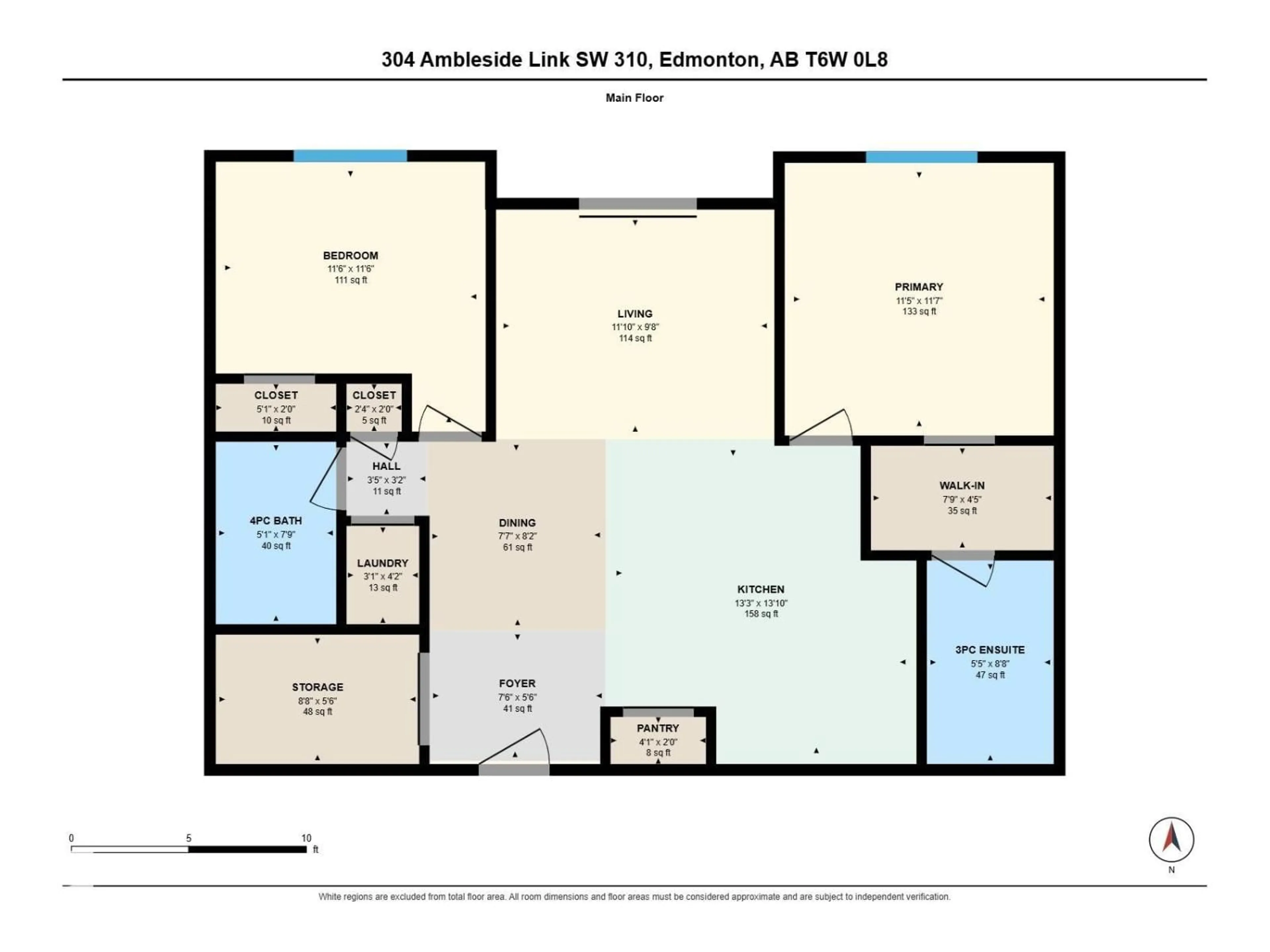 Floor plan for 310 - 304 AMBLESIDE LI, Edmonton Alberta T6W0V2