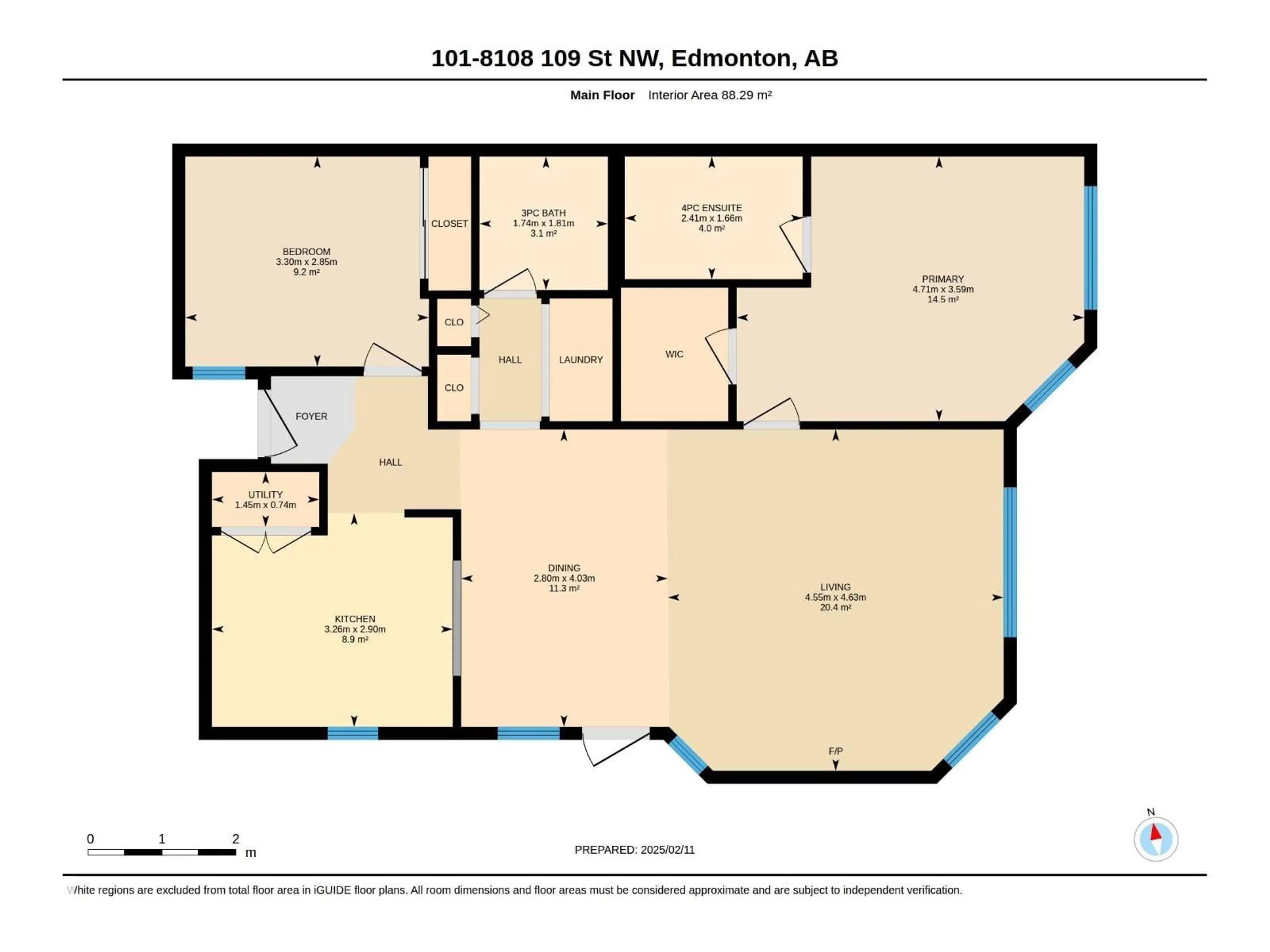 Floor plan for #101 - 8108 109 ST NW, Edmonton Alberta T6G2V7