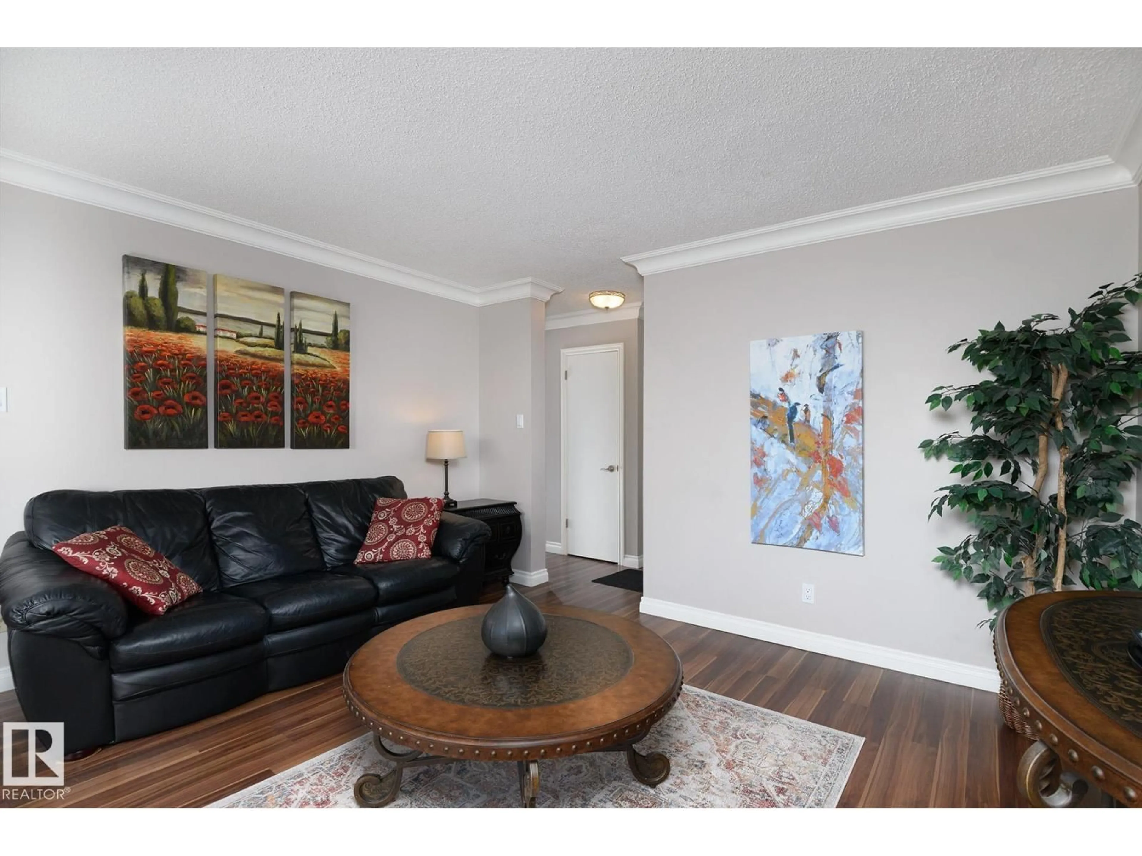 Living room with furniture, wood/laminate floor for #308 - 10735 81 AV, Edmonton Alberta T6E1Y2