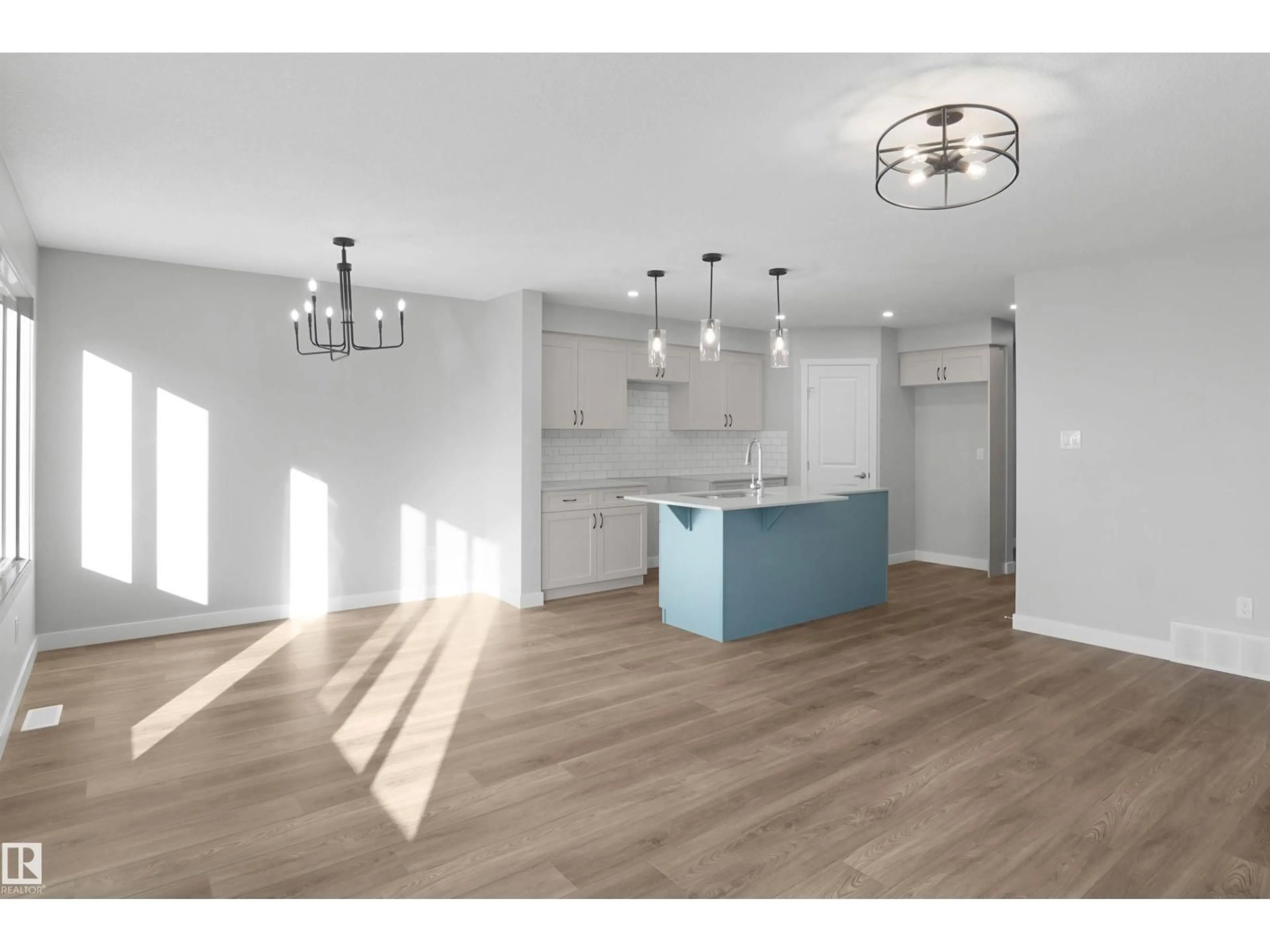 Open concept kitchen, wood/laminate floor for NW - 1864 187 ST, Edmonton Alberta T6M3N7
