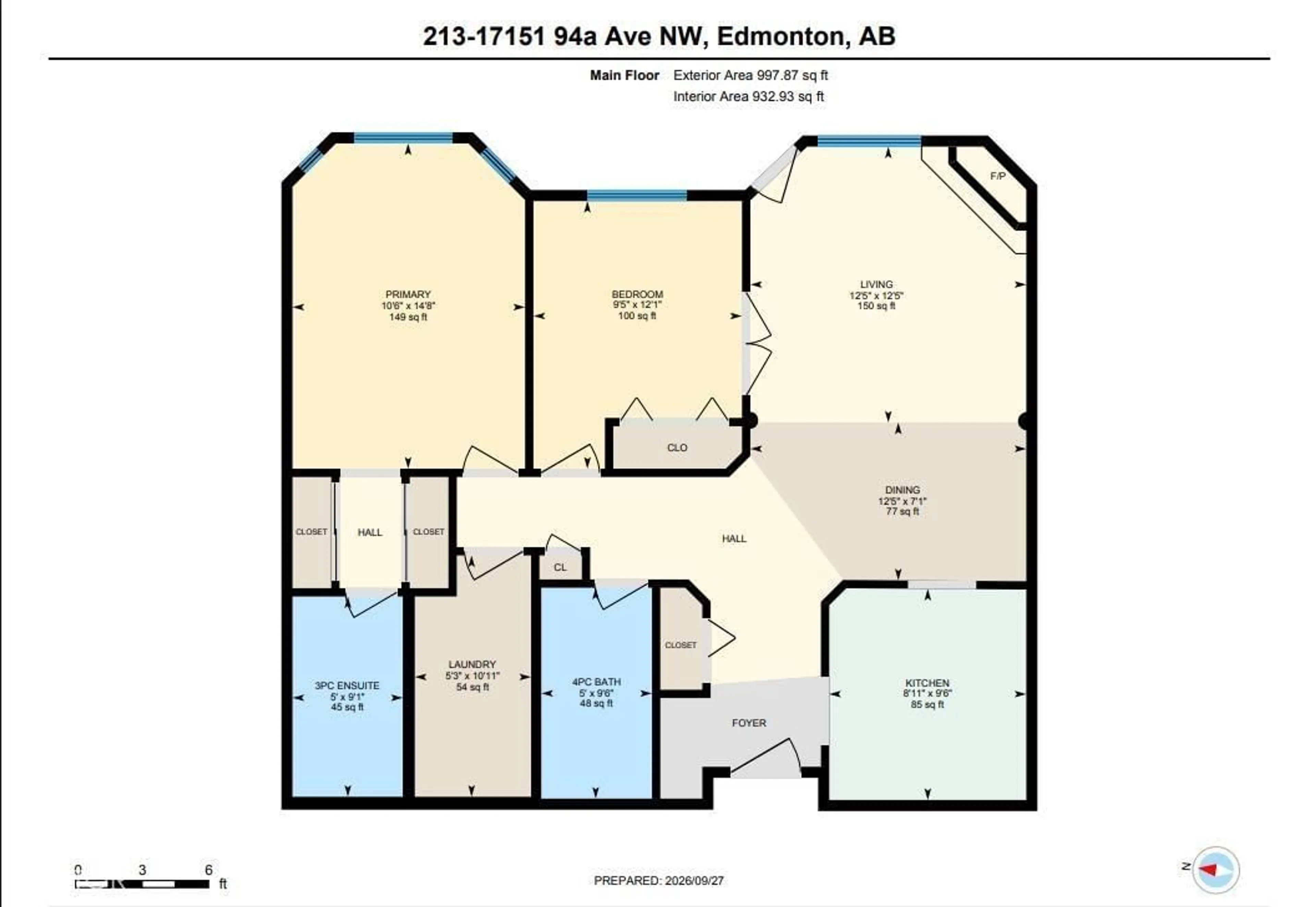 Floor plan for #213 - 17151 94A AV, Edmonton Alberta T5T5Z9