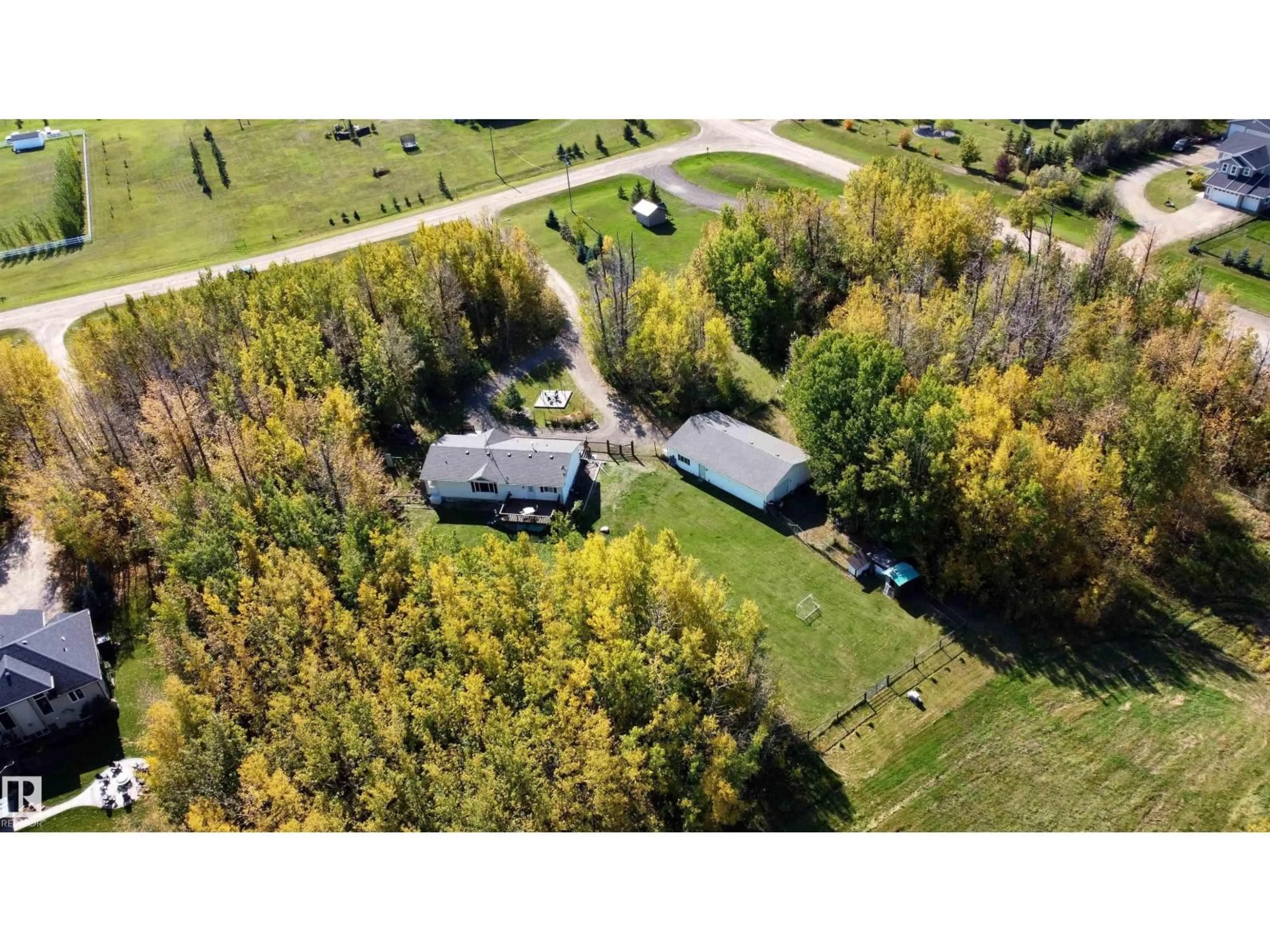 A pic from outside/outdoor area/front of a property/back of a property/a pic from drone, unknown for 480 21539 TWP RD 503, Rural Leduc County Alberta T0B3M2