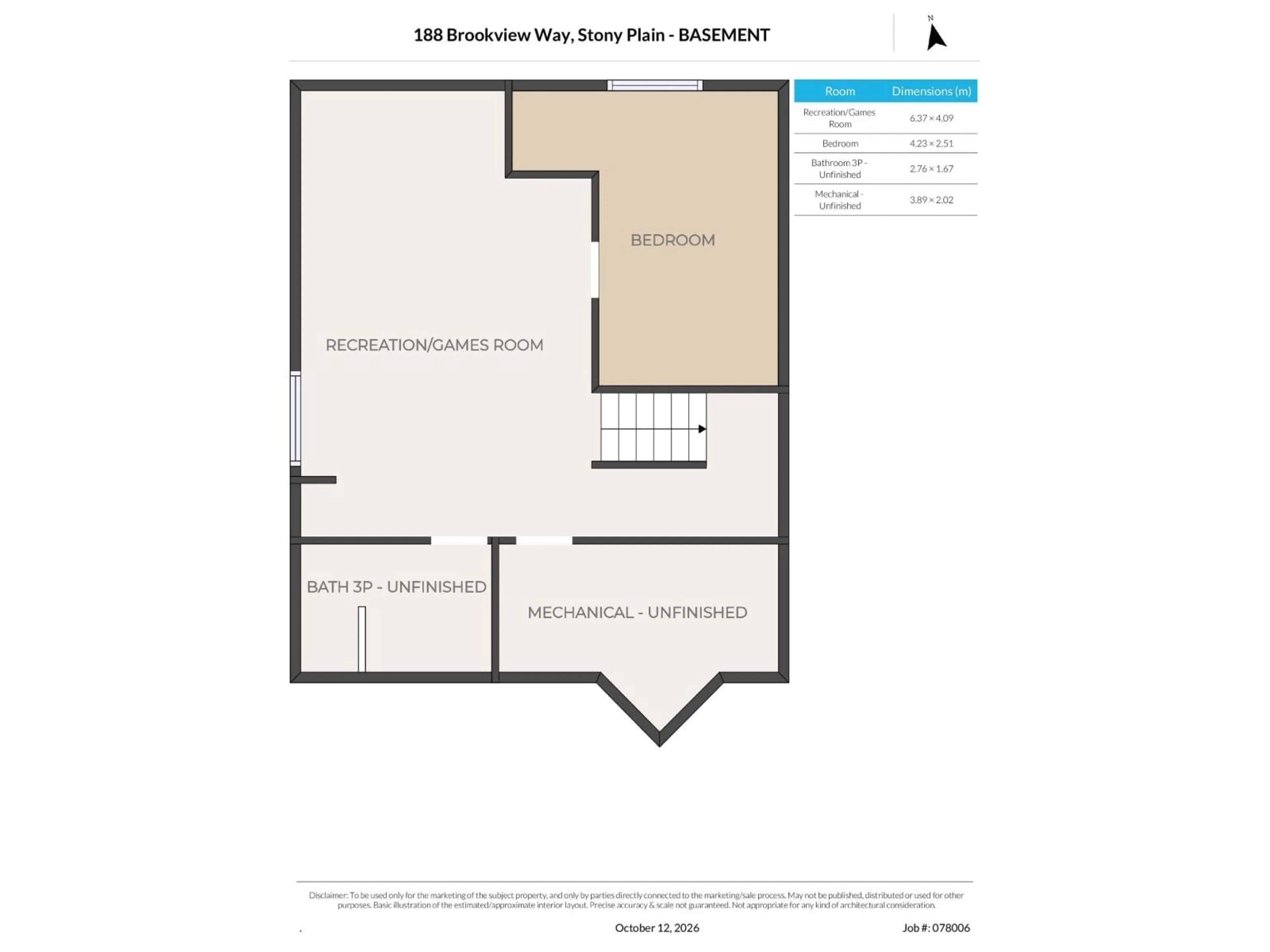 Floor plan for 188 BROOKVIEW WY, Stony Plain Alberta T7Z2X7