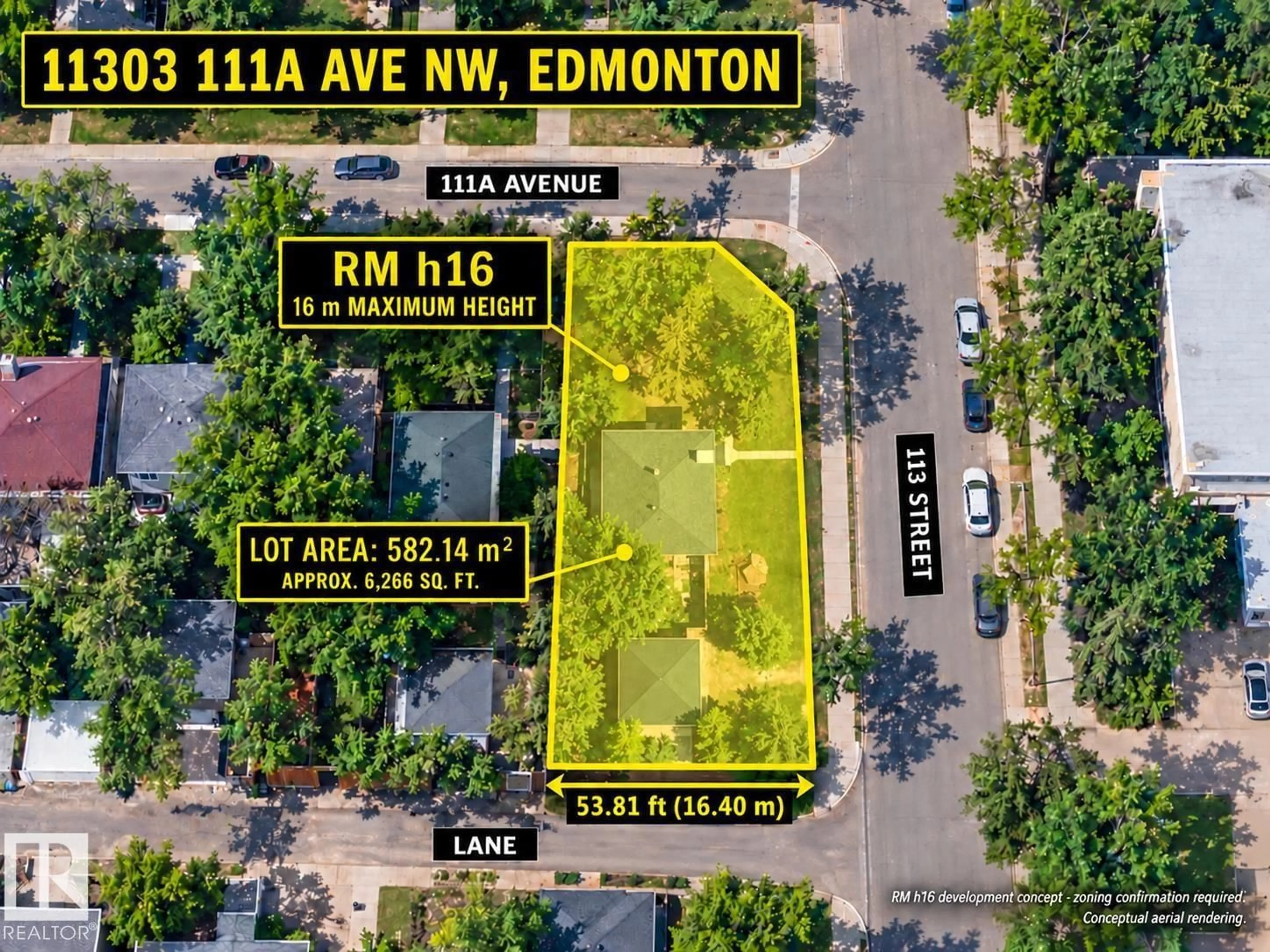 A pic from outside/outdoor area/front of a property/back of a property/a pic from drone, street for 11303 111A AV, Edmonton Alberta T5G0E9