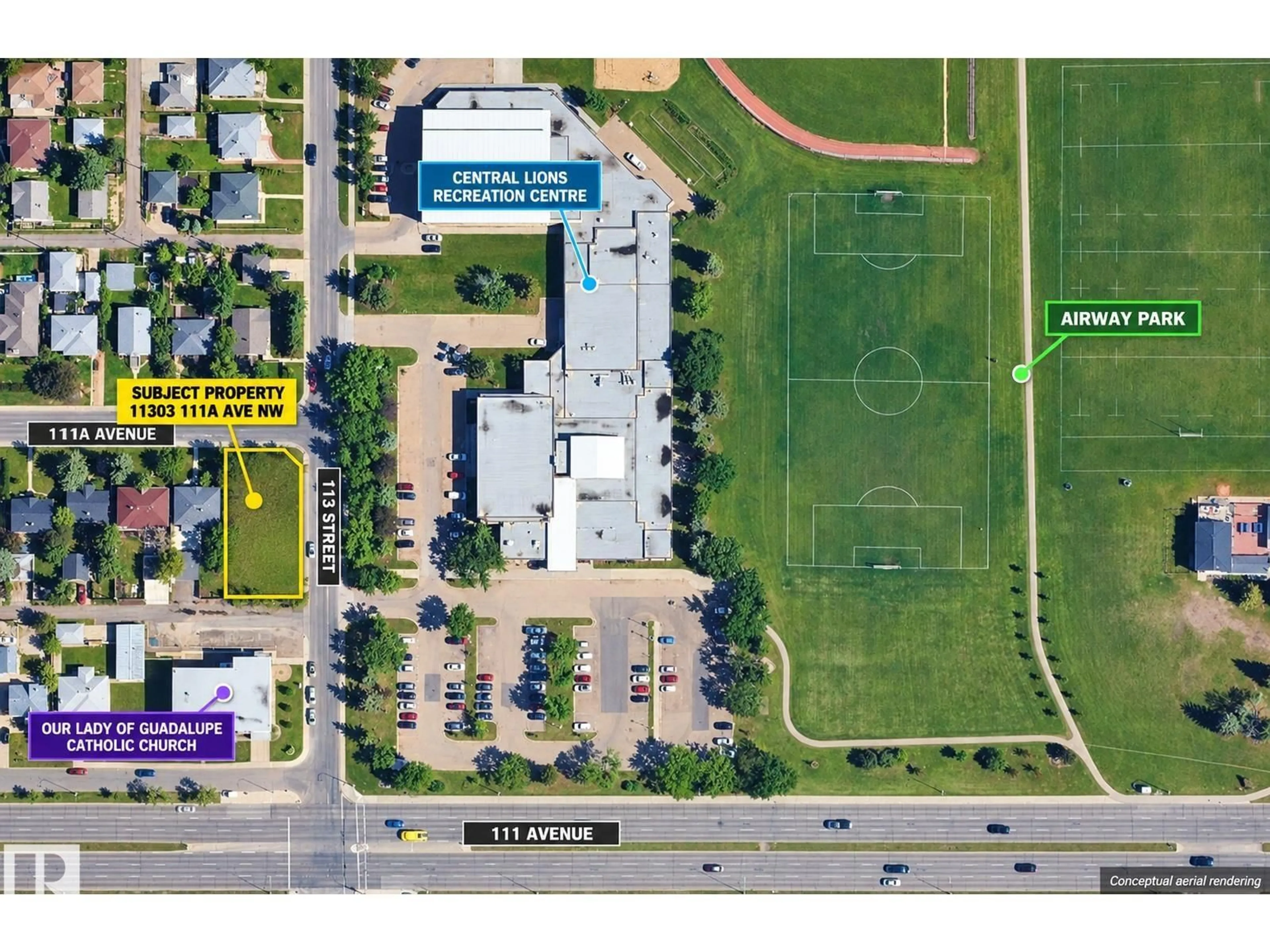A pic from outside/outdoor area/front of a property/back of a property/a pic from drone, street for 11303 111A AV, Edmonton Alberta T5G0E9