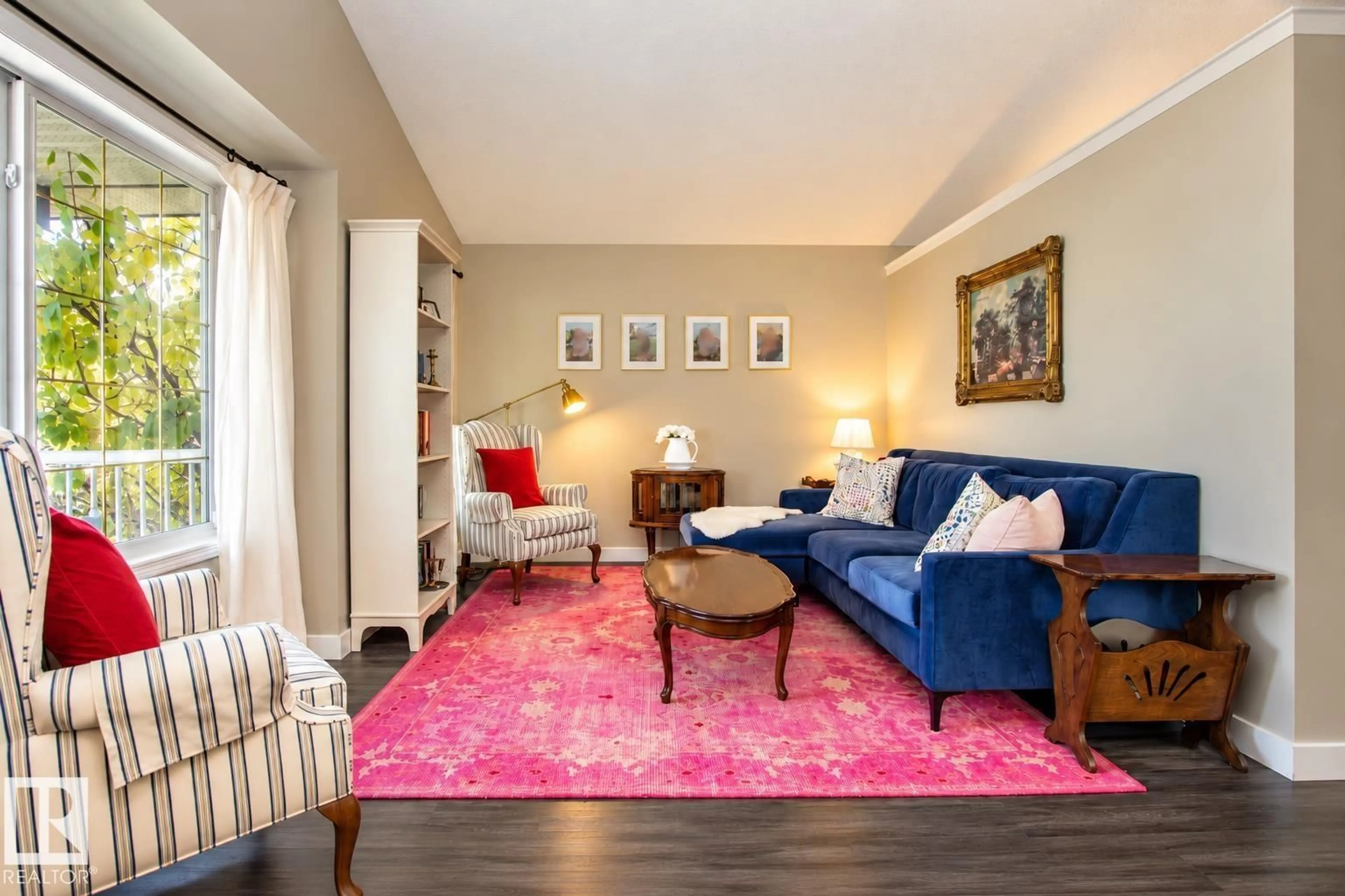 Living room with furniture, carpet floor for 2811 25 ST, Edmonton Alberta T6T2A3