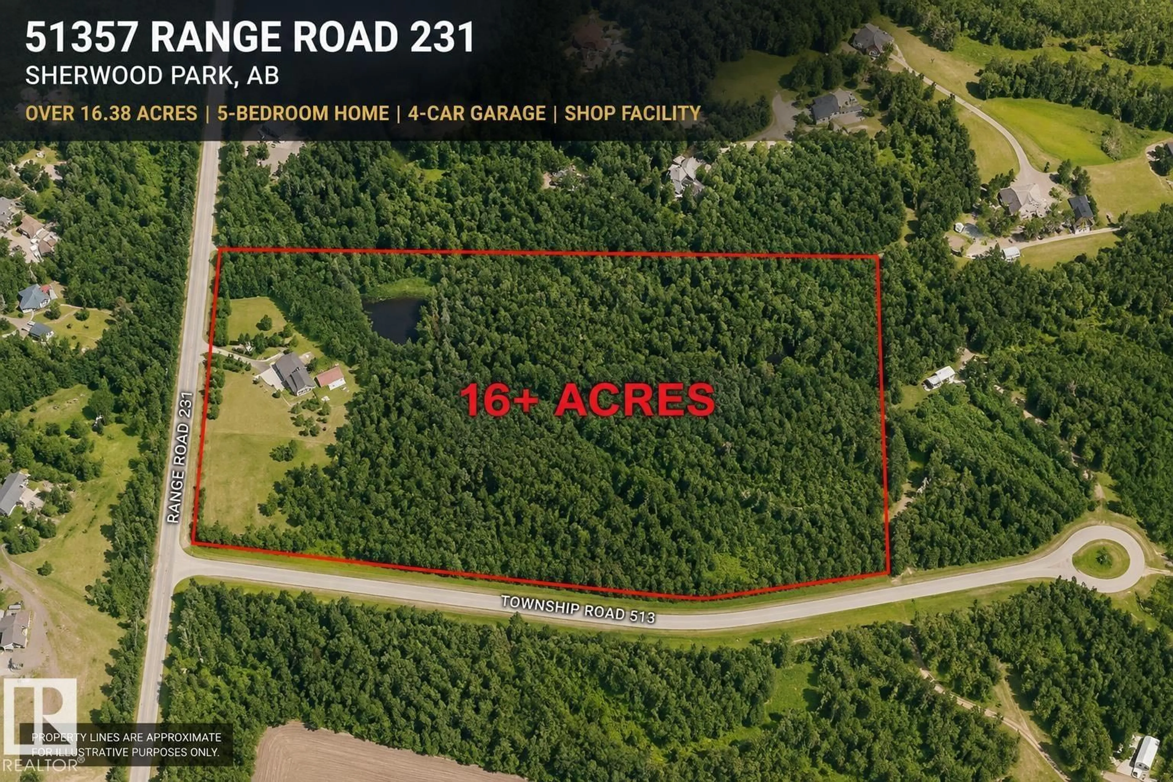 A pic from outside/outdoor area/front of a property/back of a property/a pic from drone, forest/trees view for 51357 RGE ROAD 231, Rural Strathcona County Alberta T8B1K7