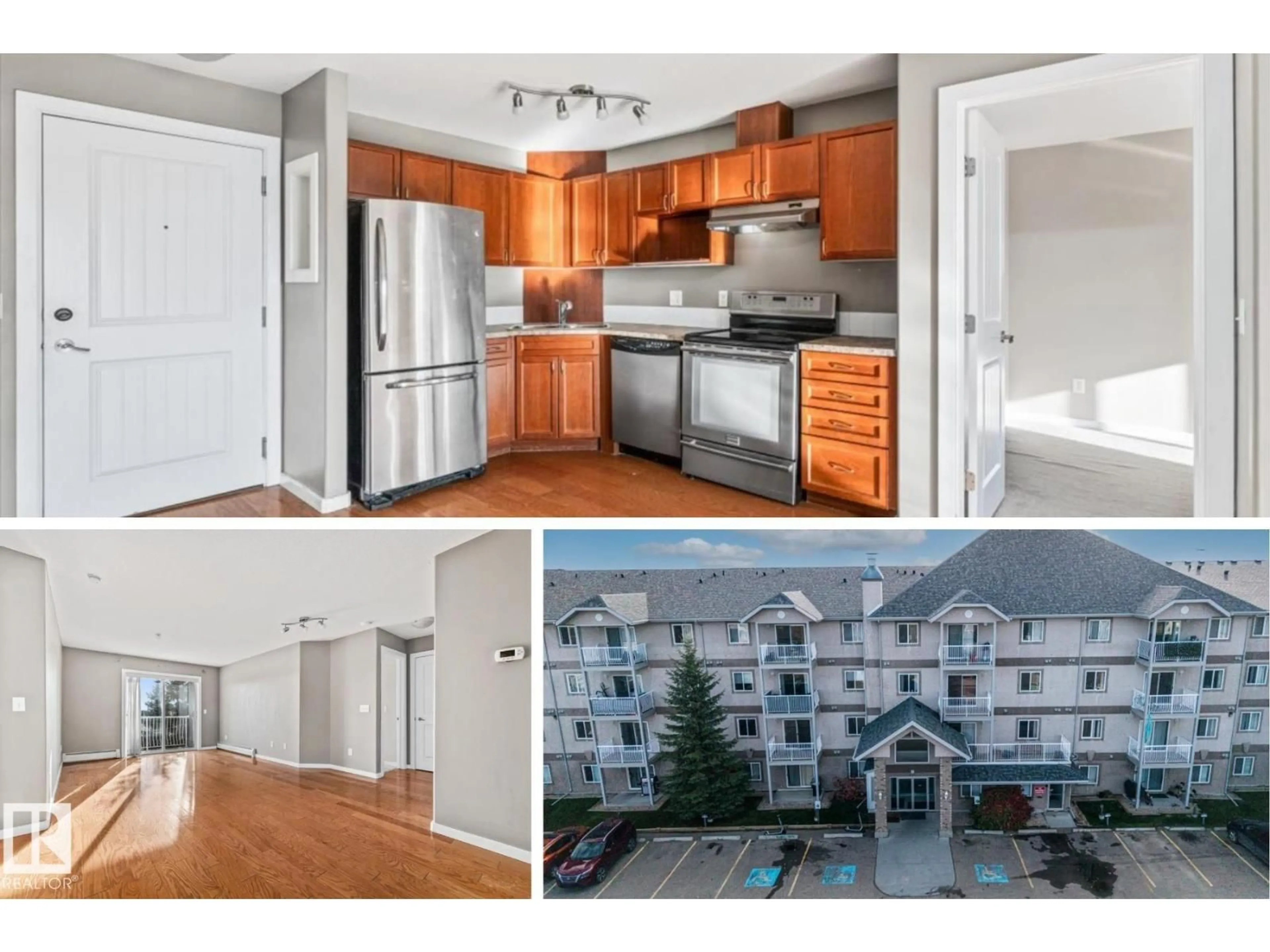 Open concept kitchen, wood/laminate floor for #309 - 240 SPRUCE RIDGE RD, Spruce Grove Alberta T7X1J7