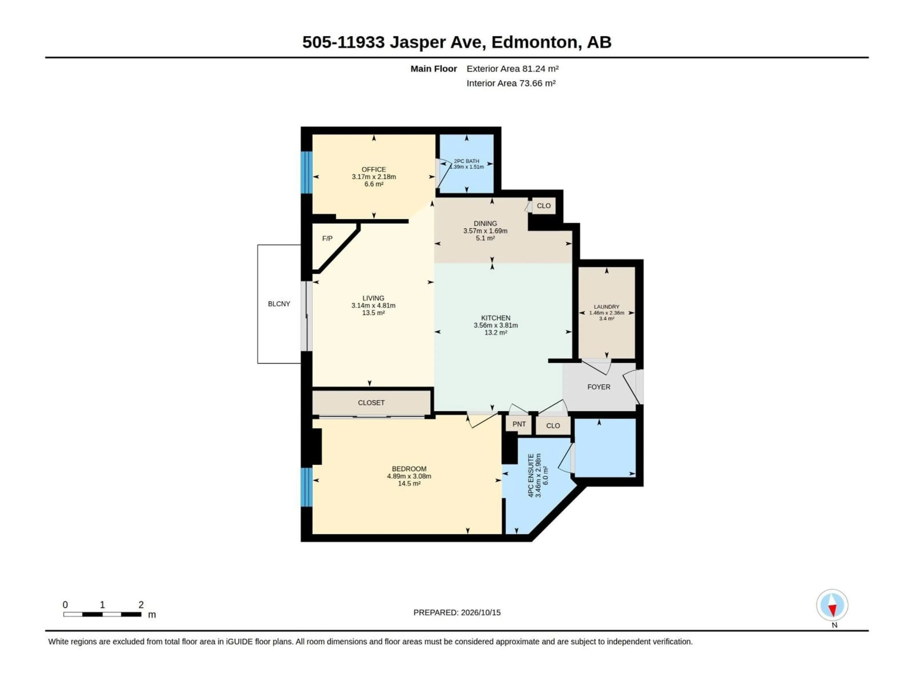 Floor plan for 11933 - 505 JASPER AV, Edmonton Alberta T5K0P1