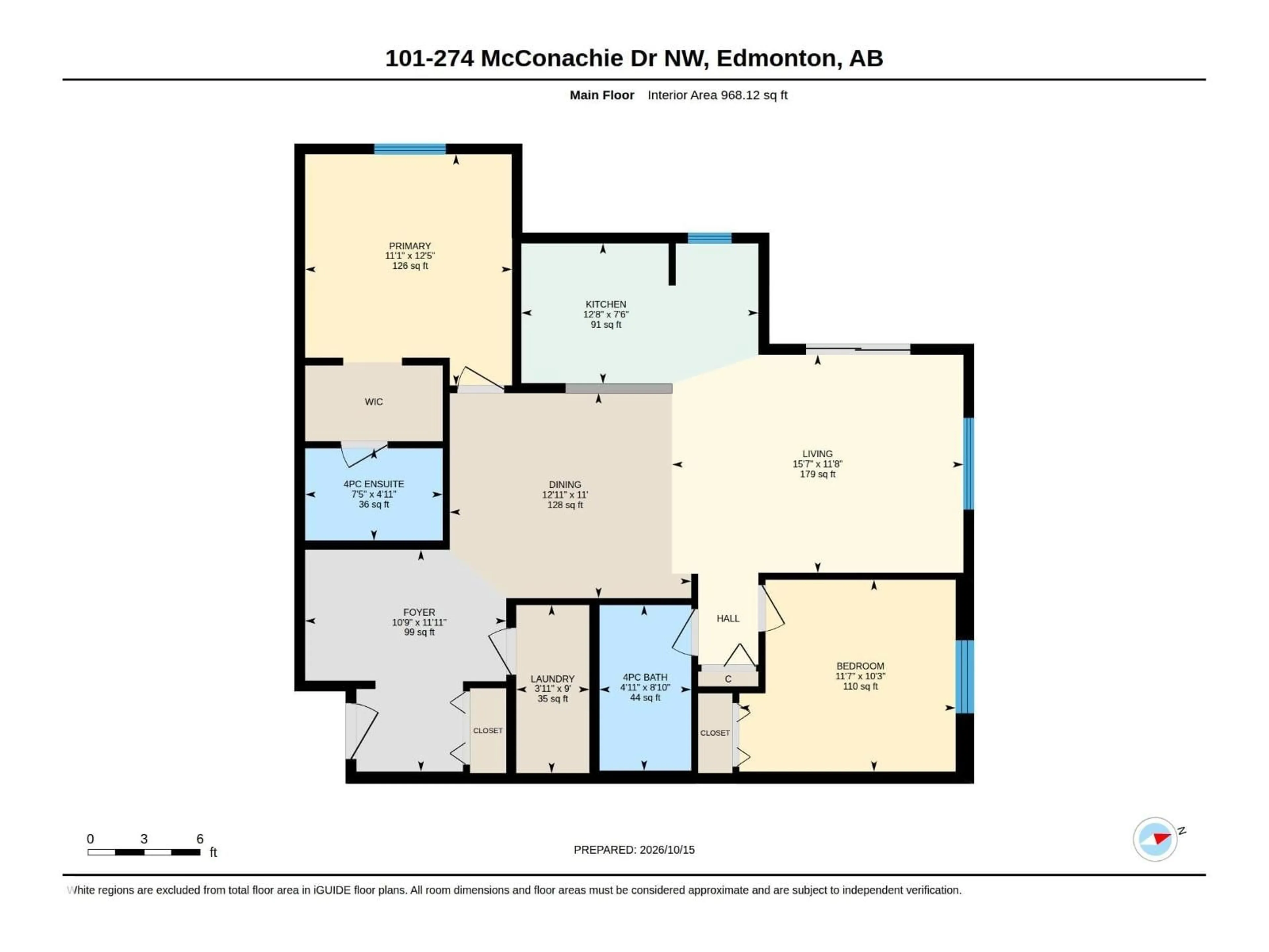 Floor plan for #101 - 274 MCCONACHIE DR, Edmonton Alberta T5Y3N4