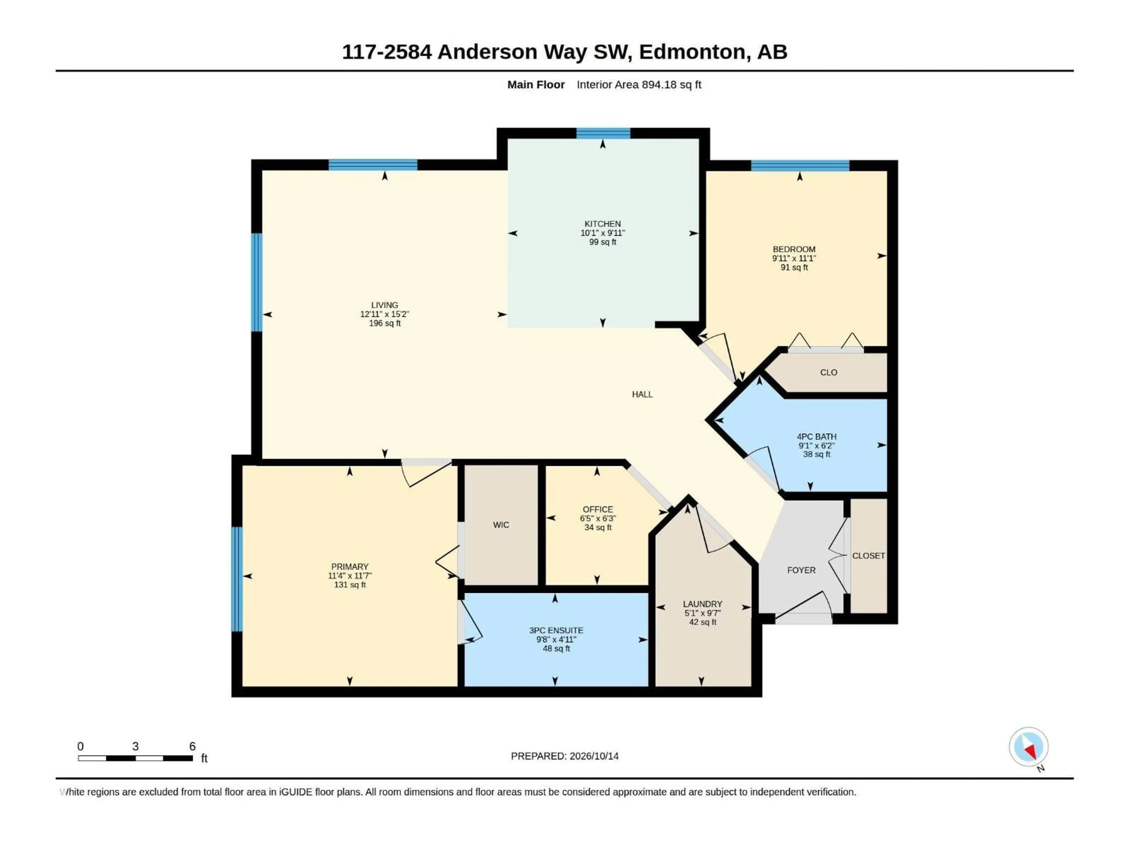 Floor plan for #117 - 2584 ANDERSON WY, Edmonton Alberta T6W0R2