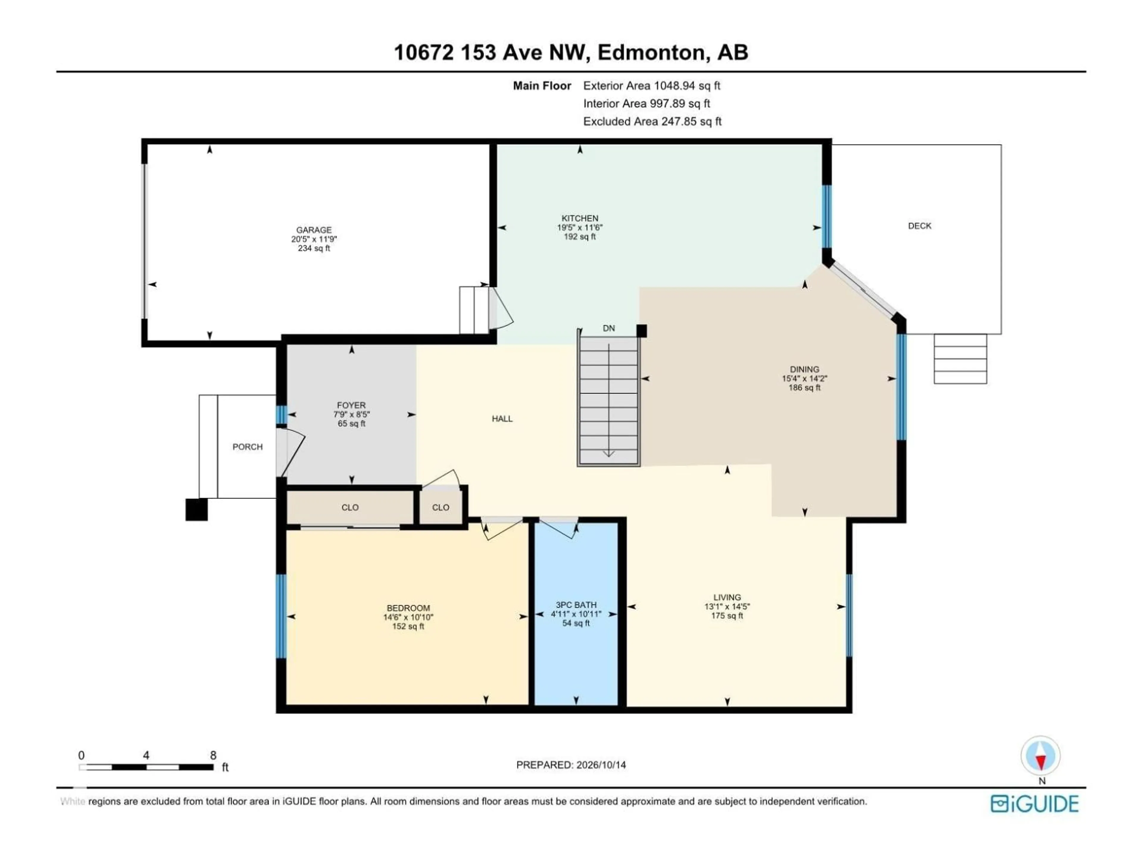 Floor plan for 10672 153 AV, Edmonton Alberta T5X5R7