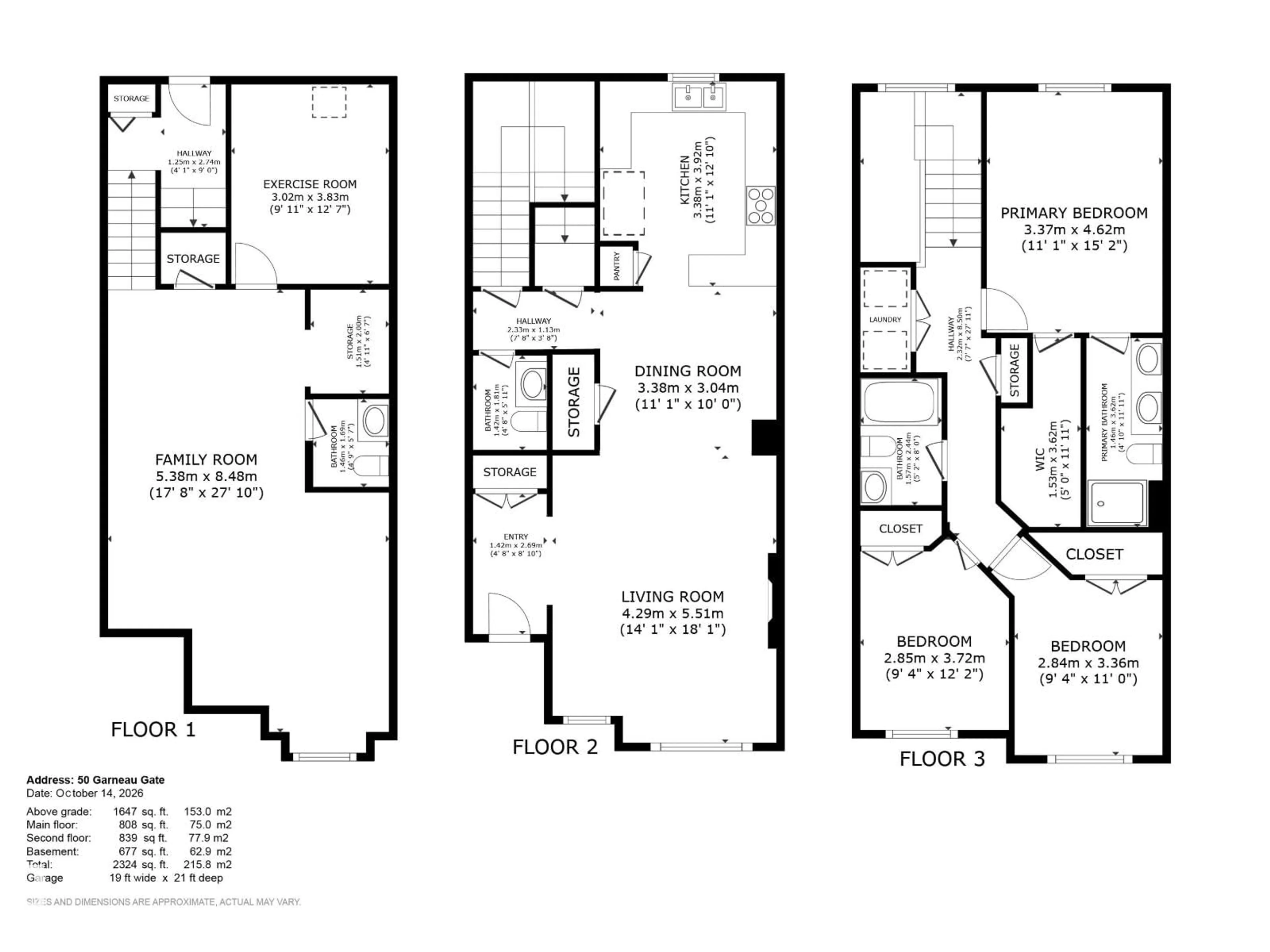 Floor plan for 50 GARNEAU GA, Spruce Grove Alberta T7X0Z8