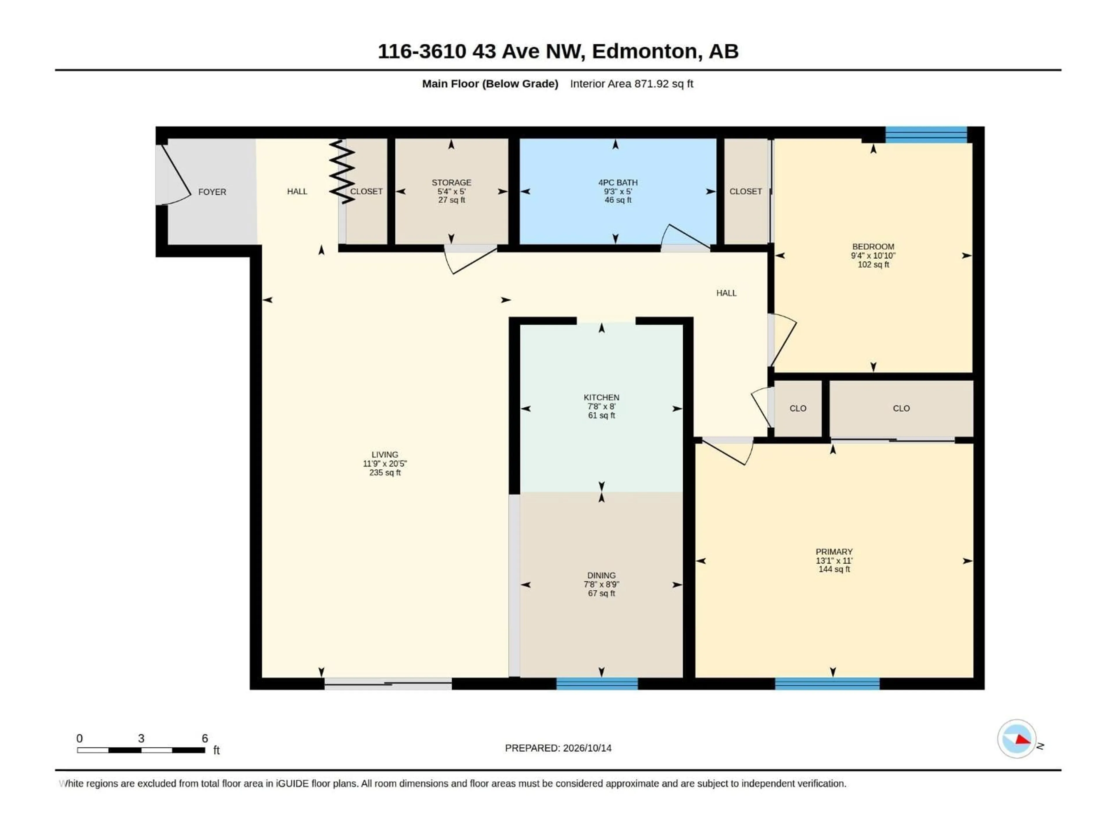 Floor plan for #116 - 3610 43 AV NW, Edmonton Alberta T6L5T2