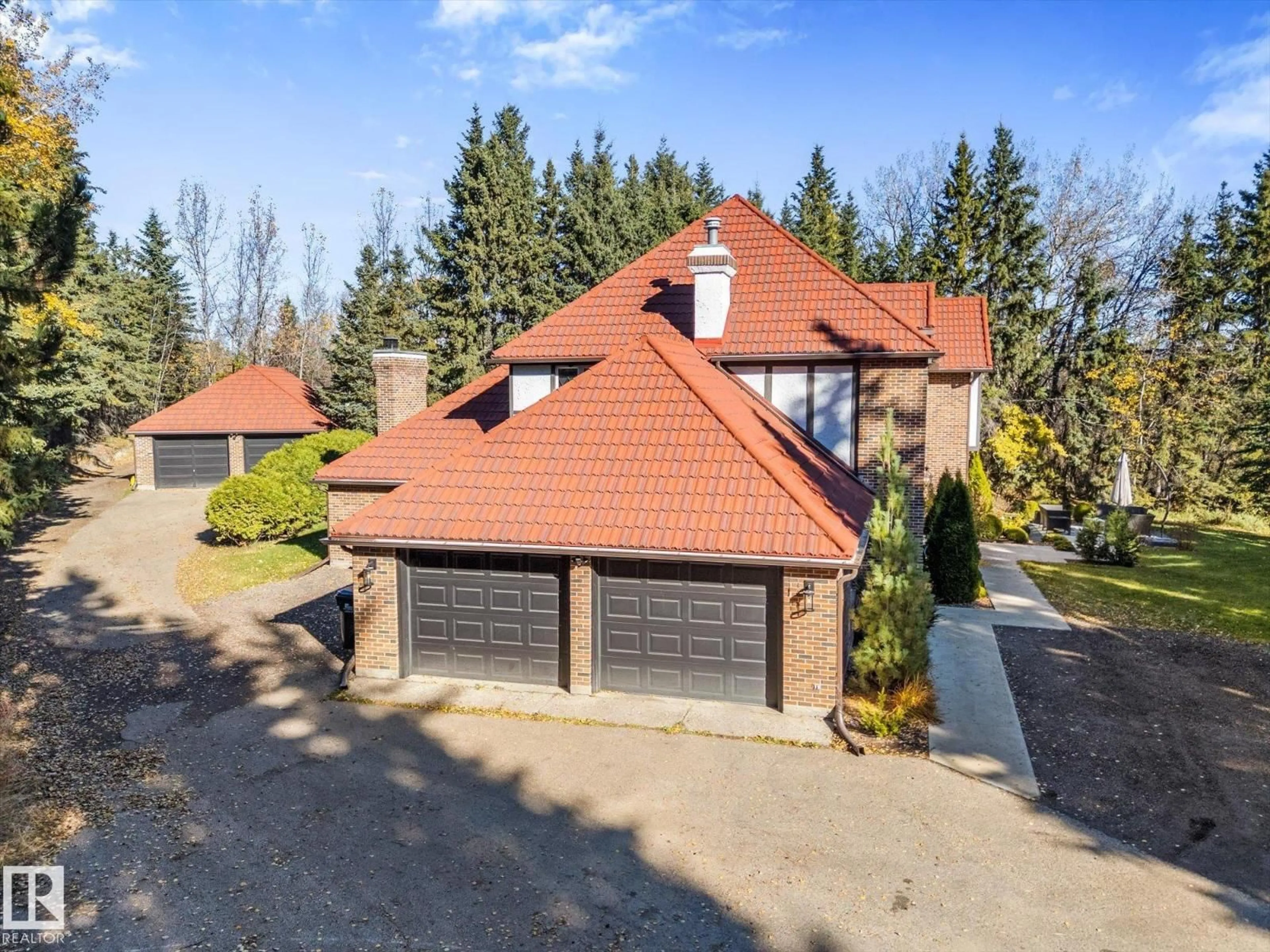 A pic from outside/outdoor area/front of a property/back of a property/a pic from drone, street for 14 - 52246 RGE ROAD 232, Rural Strathcona County Alberta T8B1C1