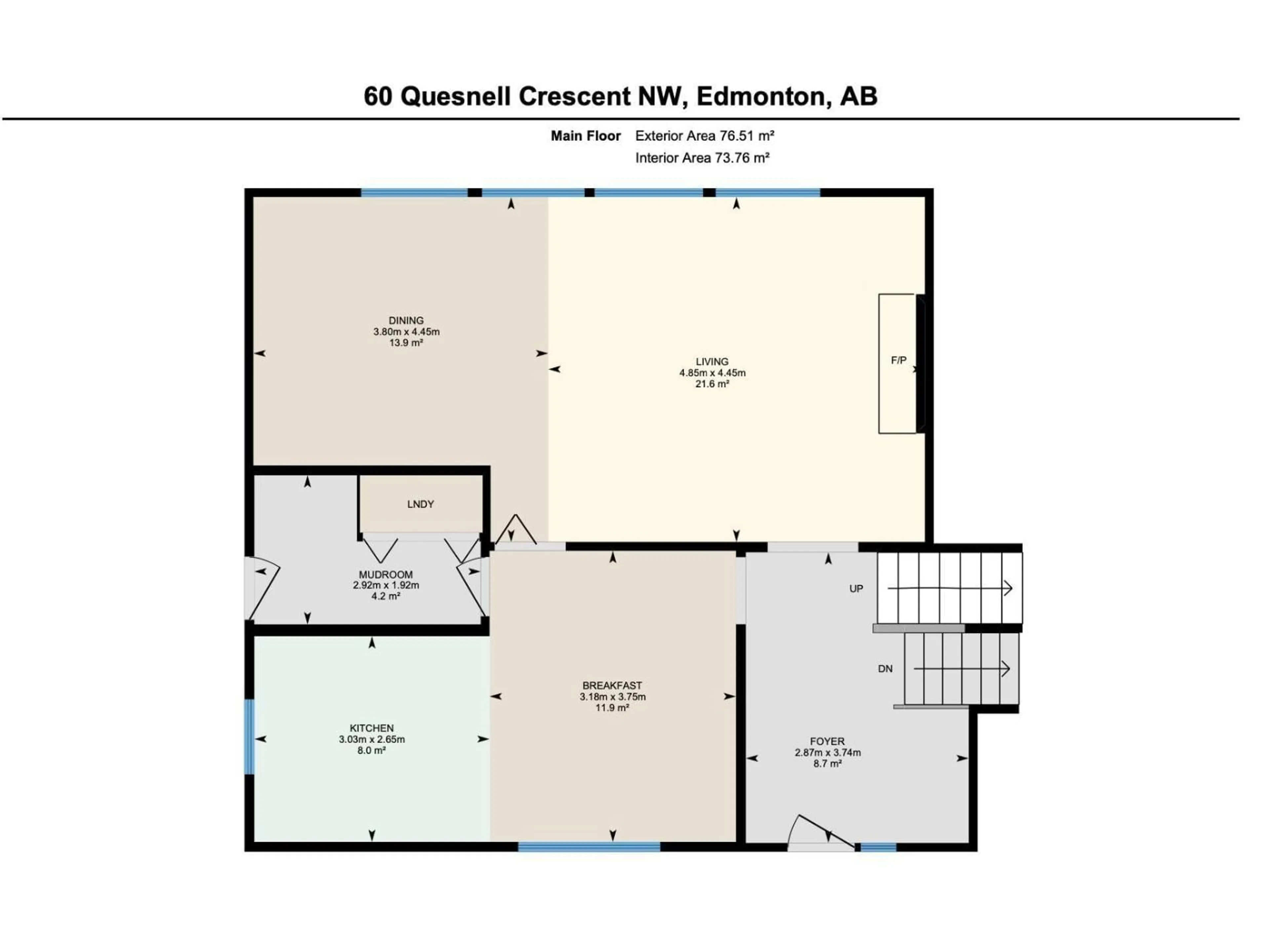 Floor plan for 60 QUESNELL CR, Edmonton Alberta T5R5N9