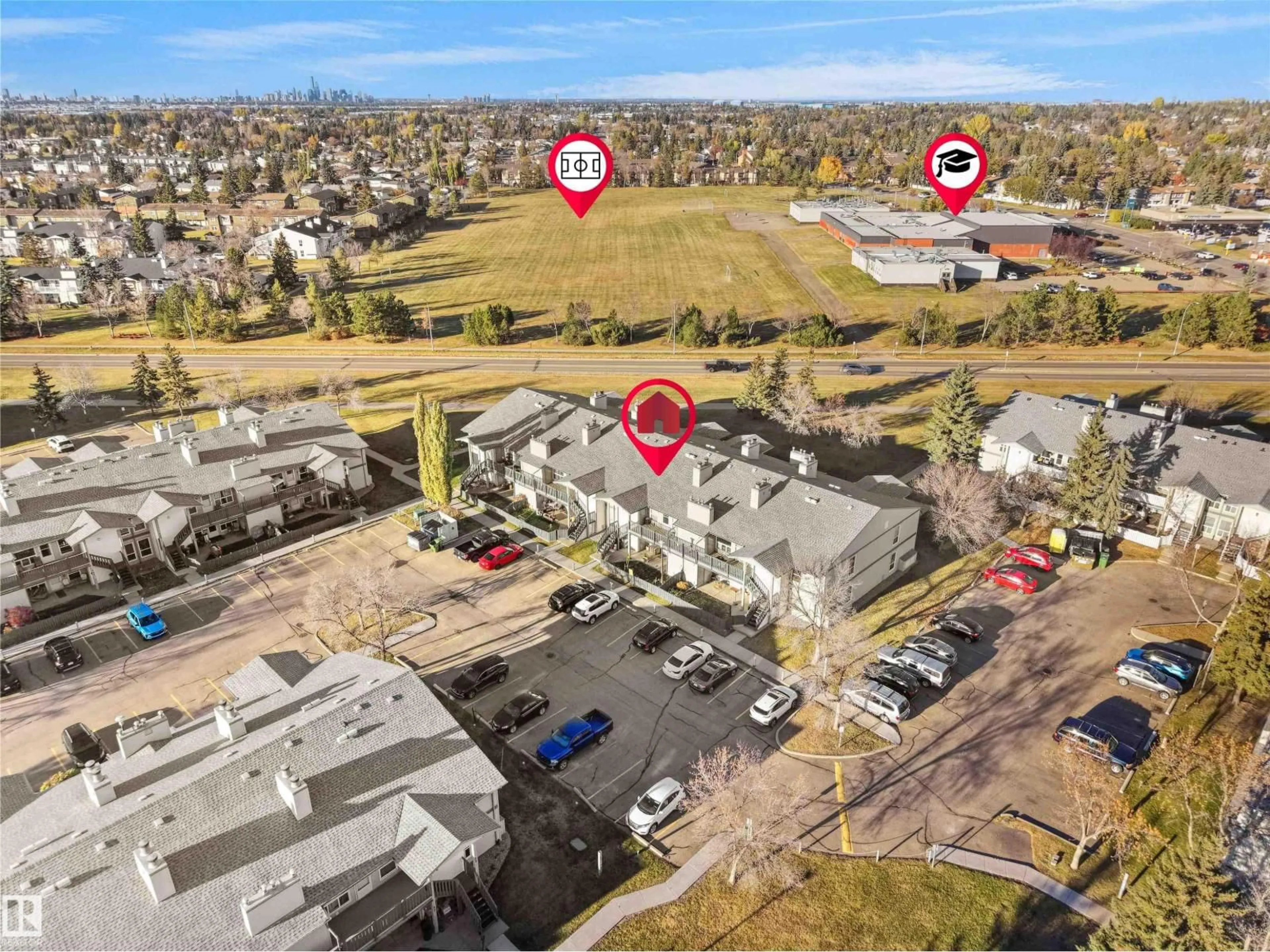 A pic from outside/outdoor area/front of a property/back of a property/a pic from drone, street for #134 - 2703 79 ST, Edmonton Alberta T6K3Z6