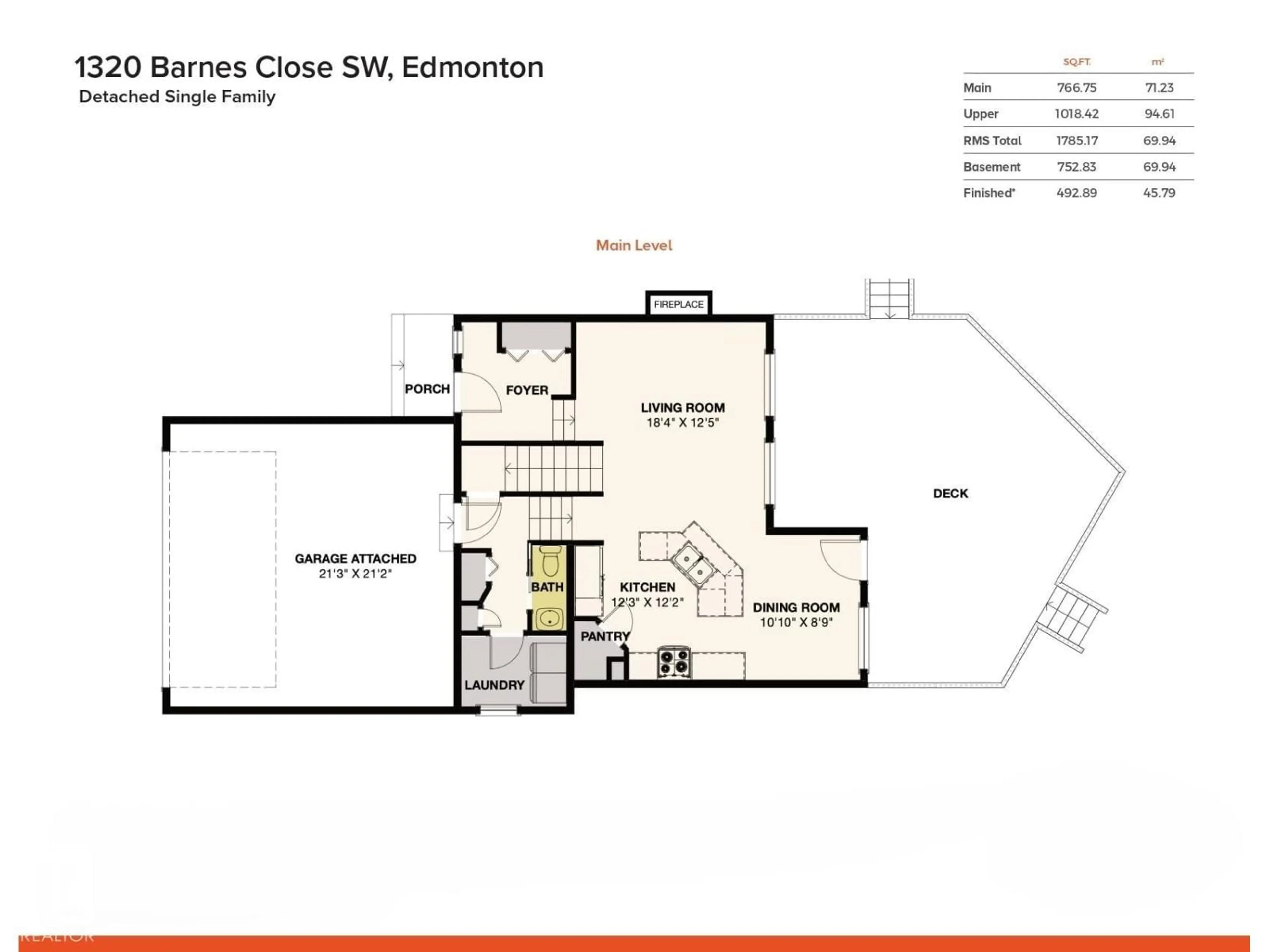Floor plan for 1320 BARNES CL, Edmonton Alberta T6W1G6