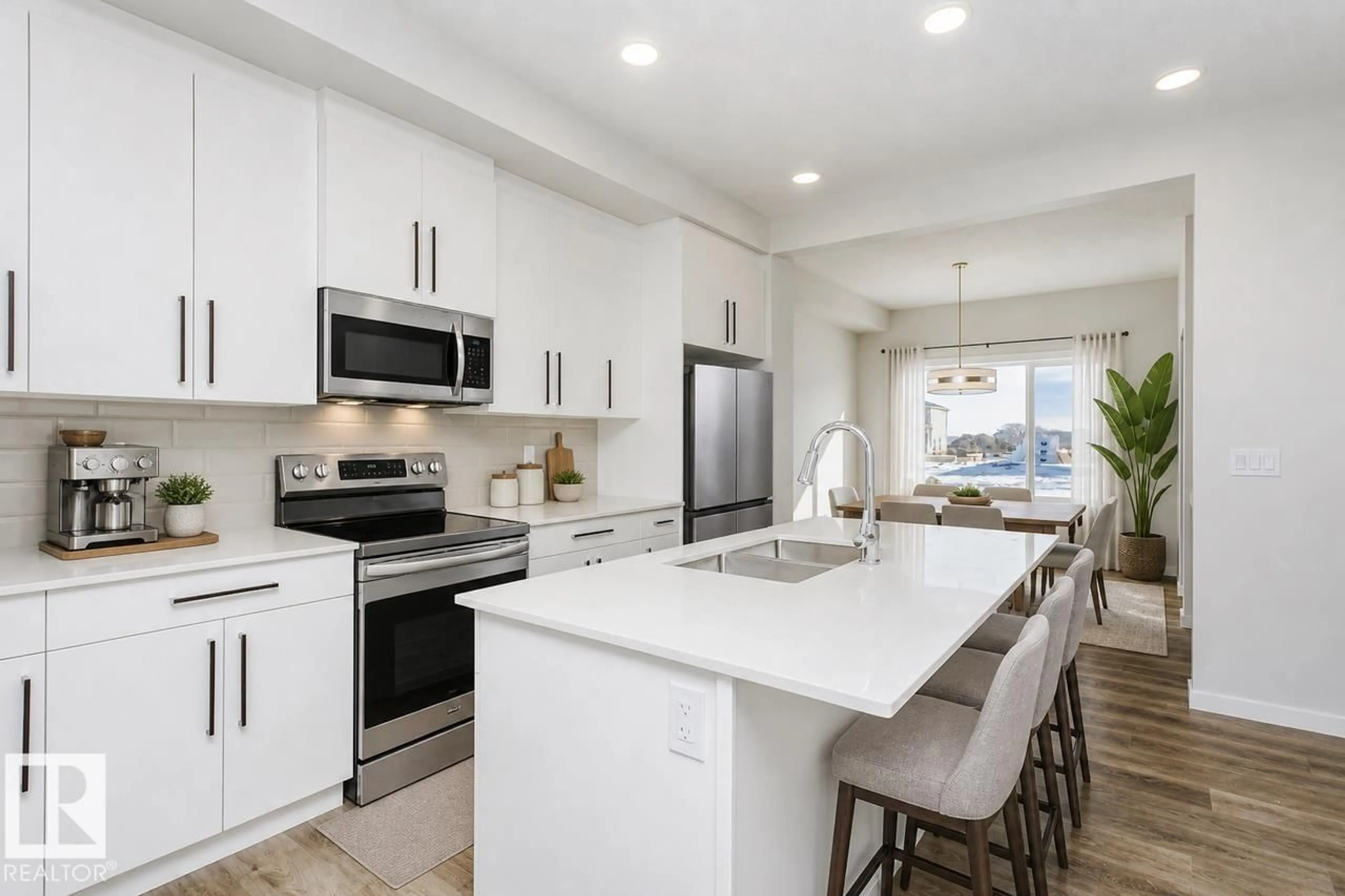 Open concept kitchen, ceramic/tile floor for 2 ROSEBURN TR, Fort Saskatchewan Alberta T8L4J3