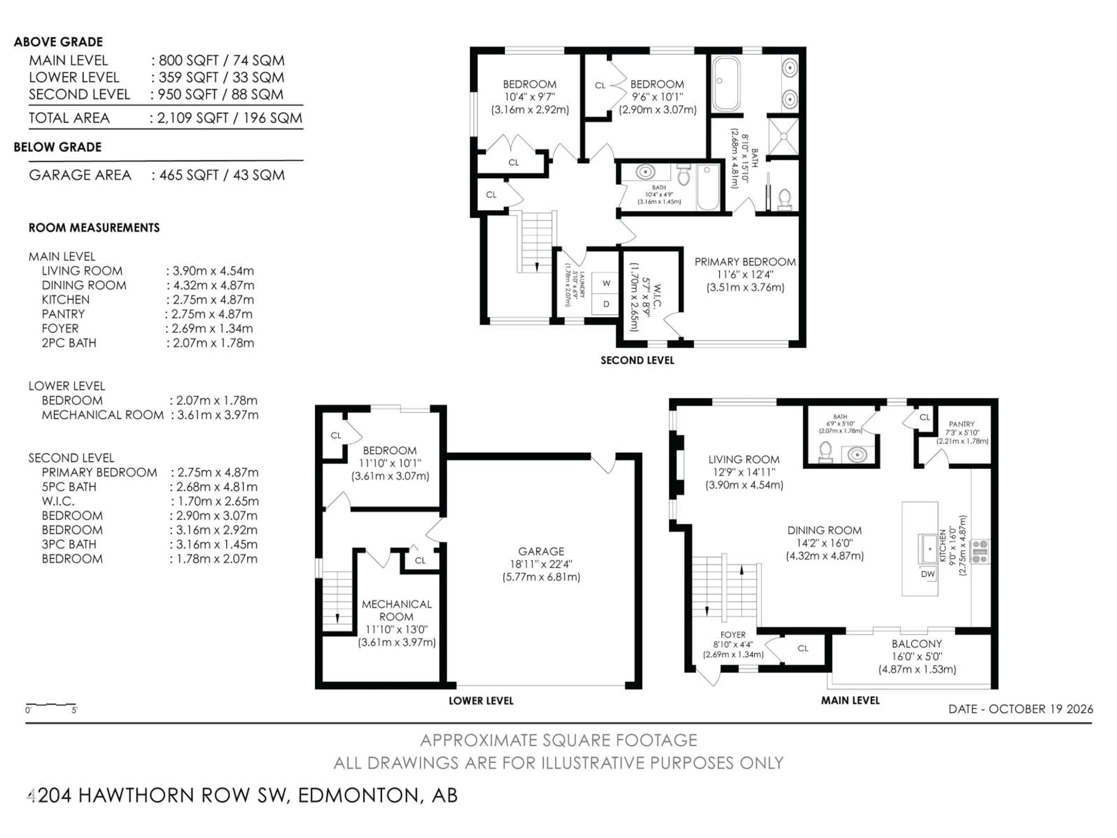Floor plan for SW - 4204 HAWTHORN RO, Edmonton Alberta T6X2Y7
