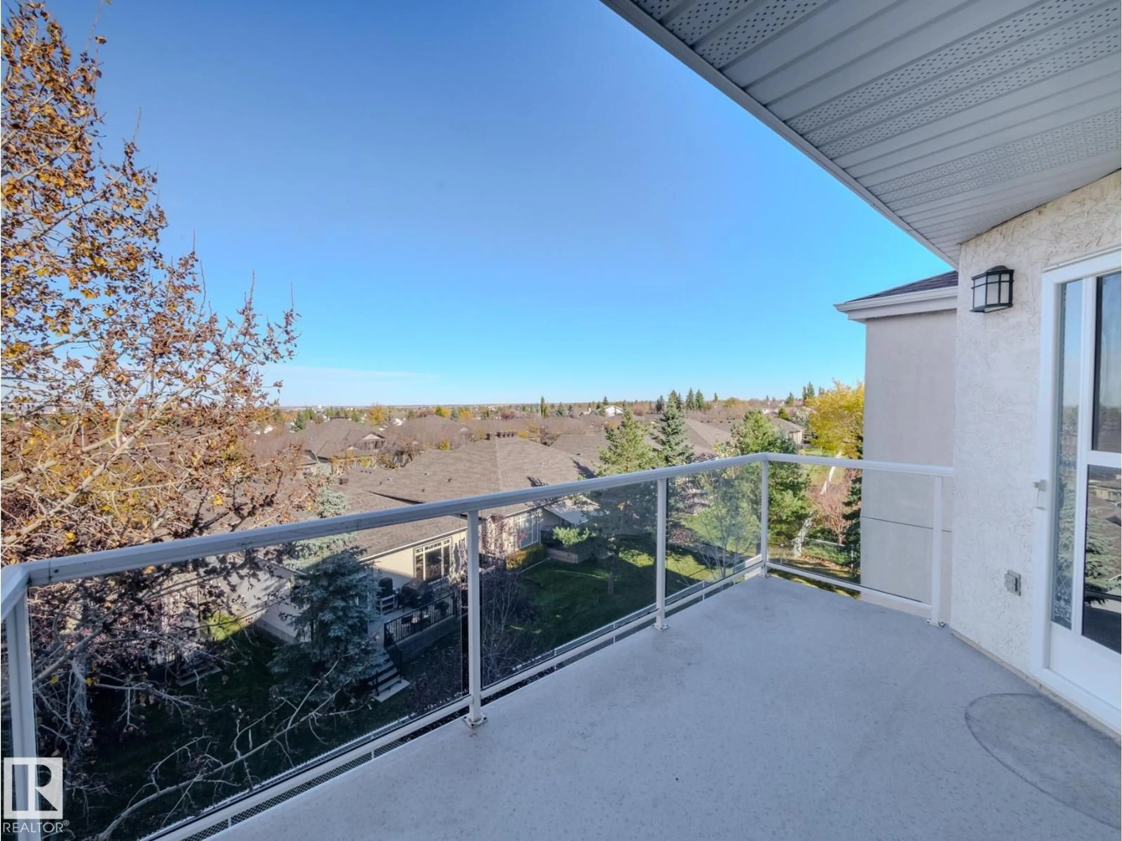 Balcony in the apartment, water/lake/river/ocean view for 69 - 404 CRYSTAL LN, Sherwood Park Alberta T8H2E9