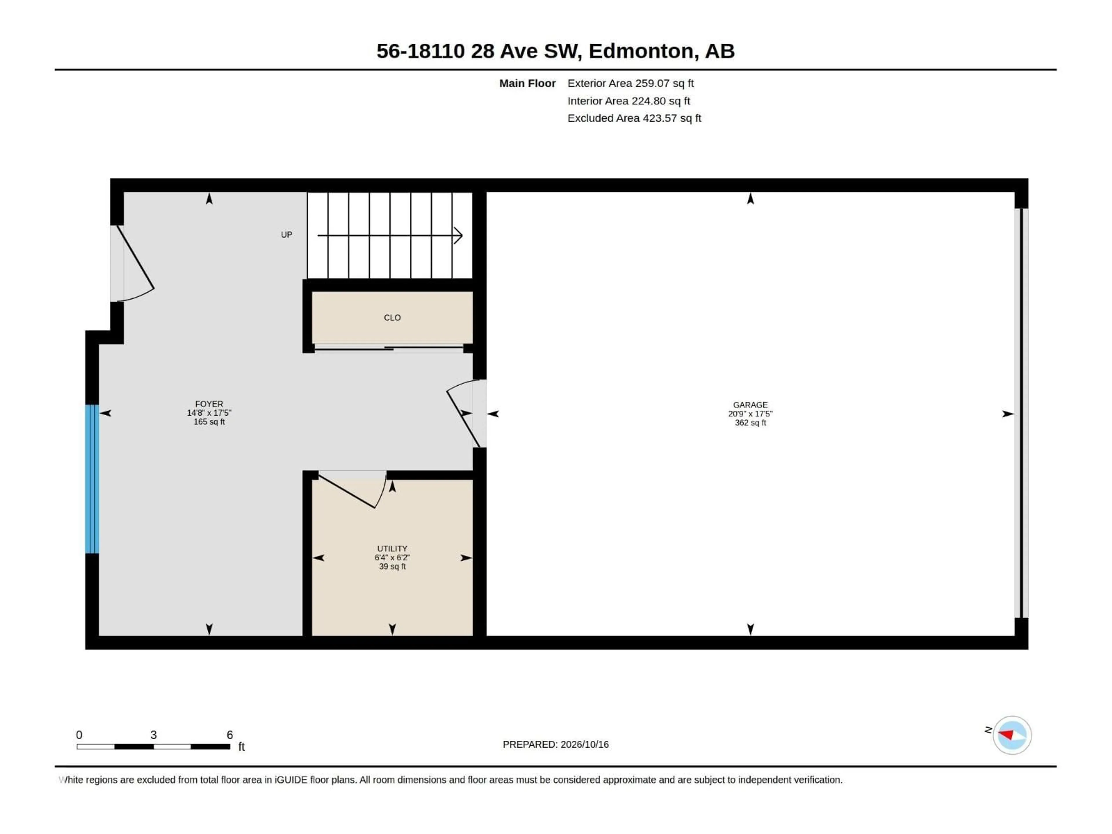 Floor plan for SW - 56 18110 28 AV, Edmonton Alberta T6W5R1