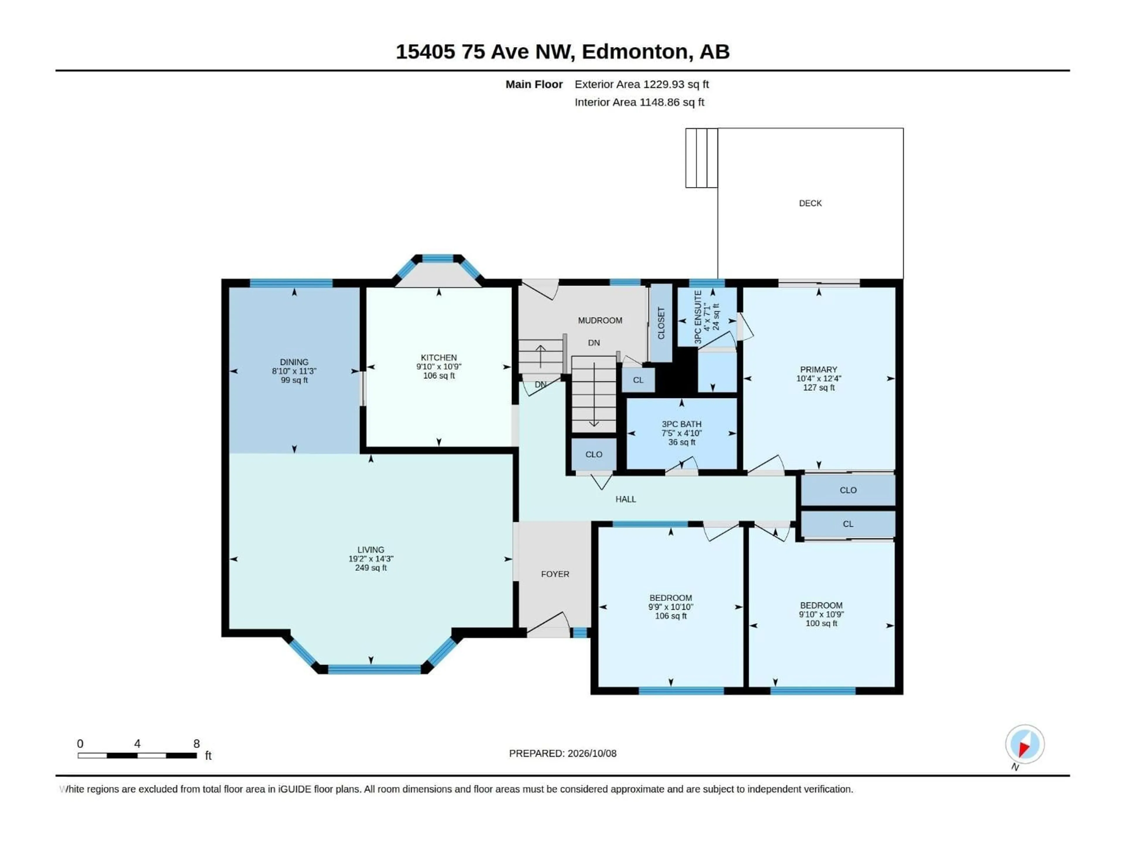 Floor plan for 15405 75 AV, Edmonton Alberta T5R2Y9