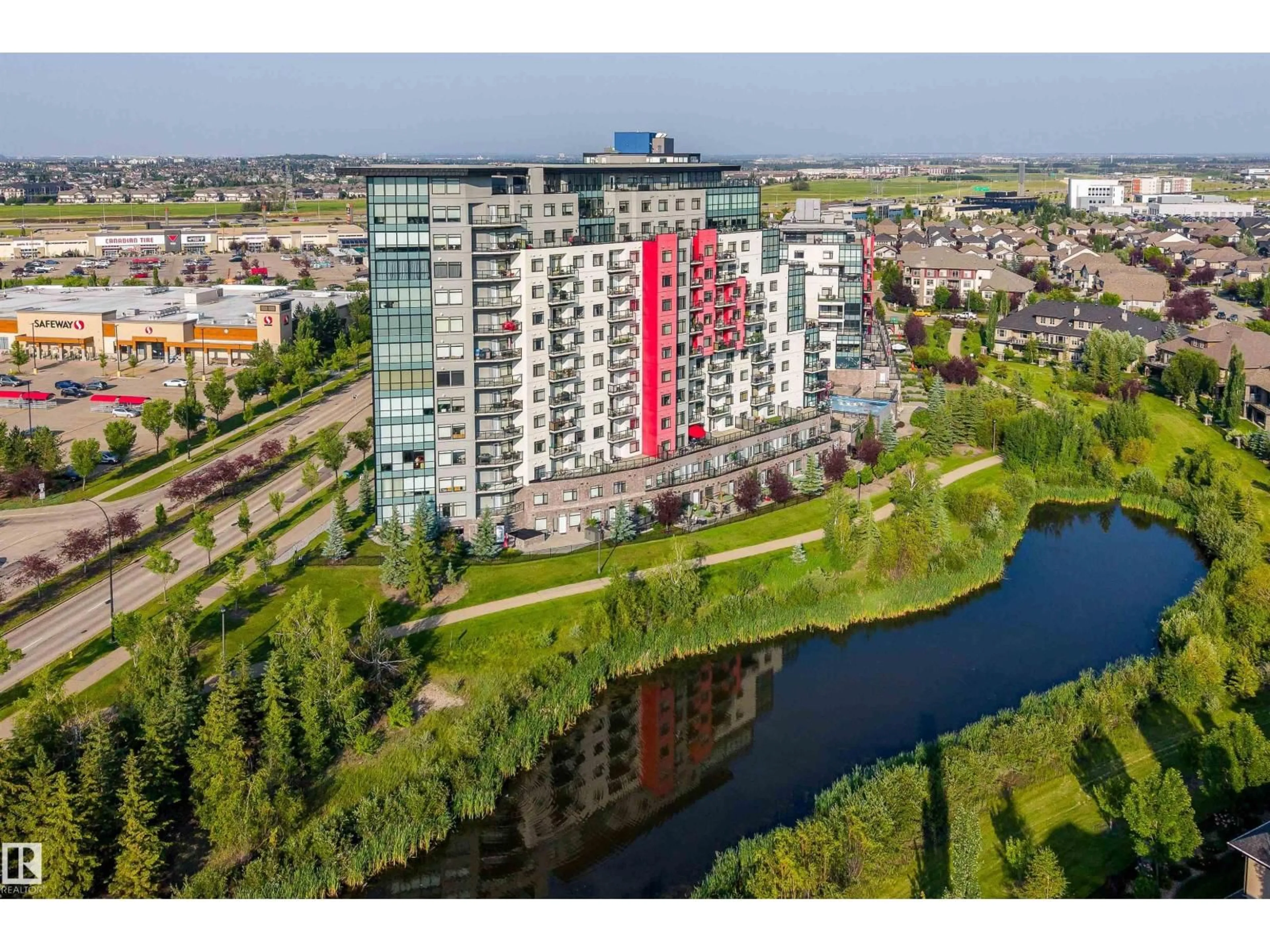 A pic from outside/outdoor area/front of a property/back of a property/a pic from drone, city buildings view from balcony for #1023 - 1023 WINDERMERE BV, Edmonton Alberta T6W2K4