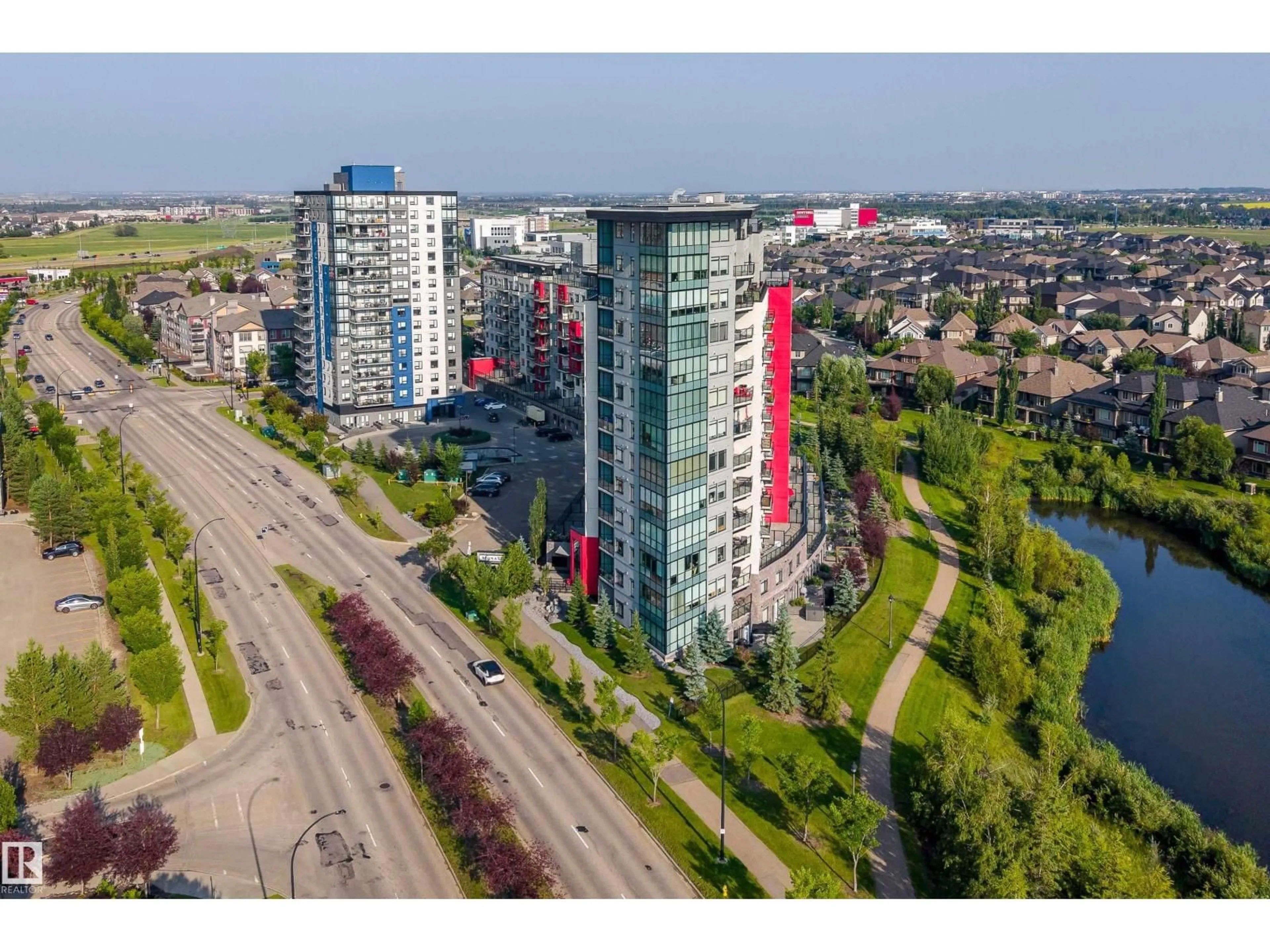 A pic from outside/outdoor area/front of a property/back of a property/a pic from drone, unknown for #1023 - 1023 WINDERMERE BV, Edmonton Alberta T6W2K4