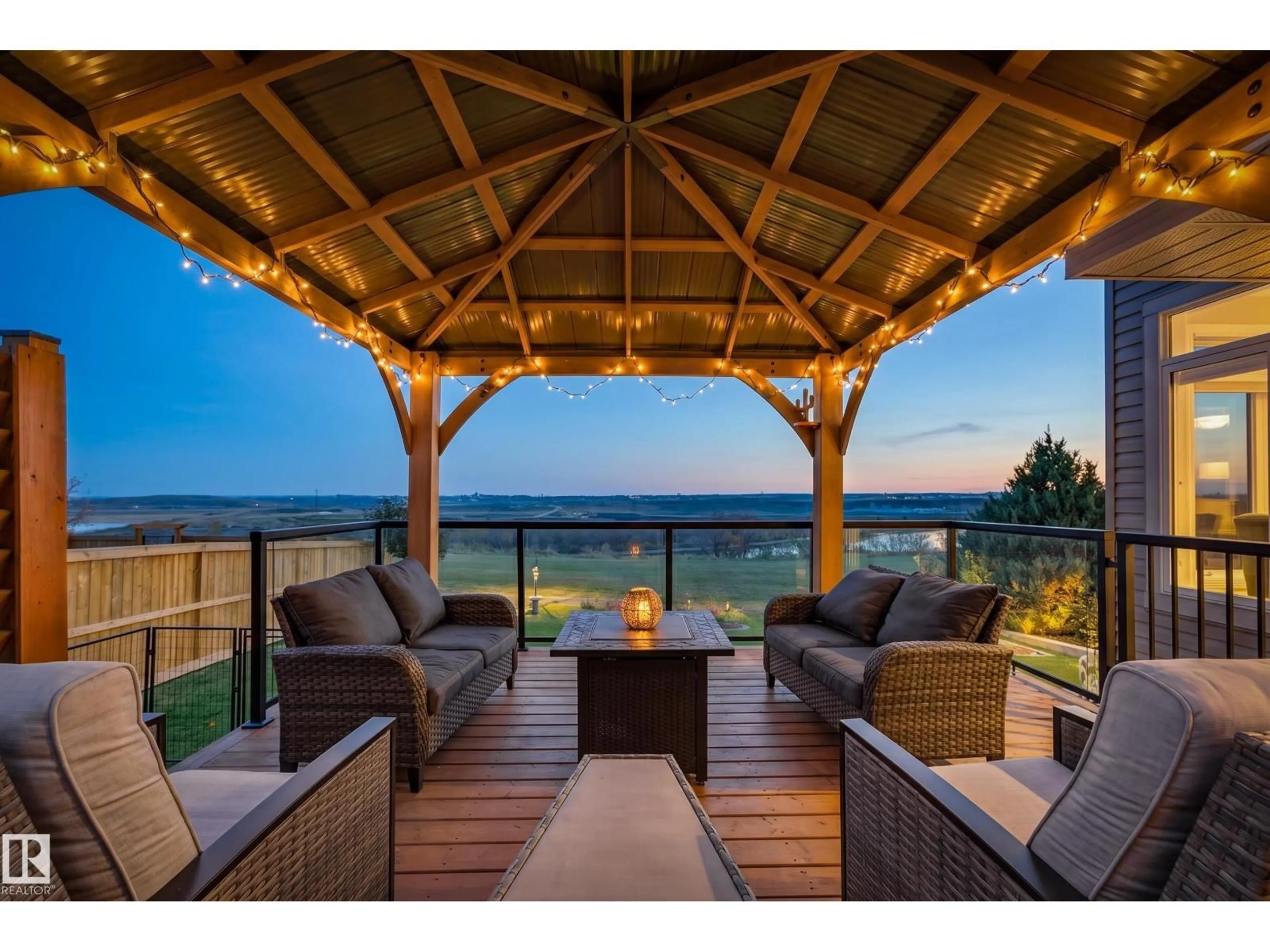 Patio, water/lake/river/ocean view for 245 RIVER PT NW, Edmonton Alberta T5A4Z2