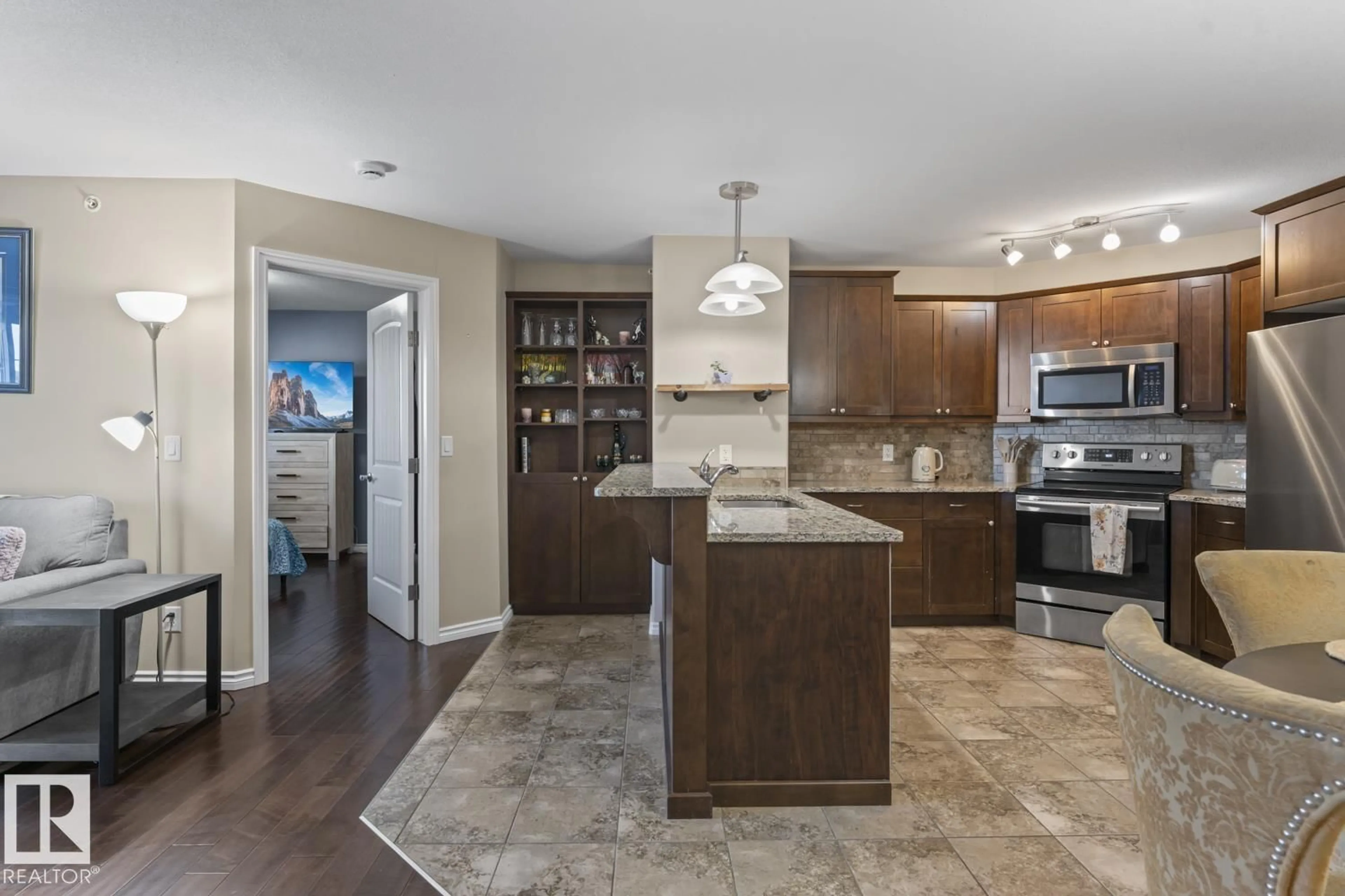 Open concept kitchen, ceramic/tile floor for 901 - 3407 16 ST, Cold Lake Alberta T9M1K1