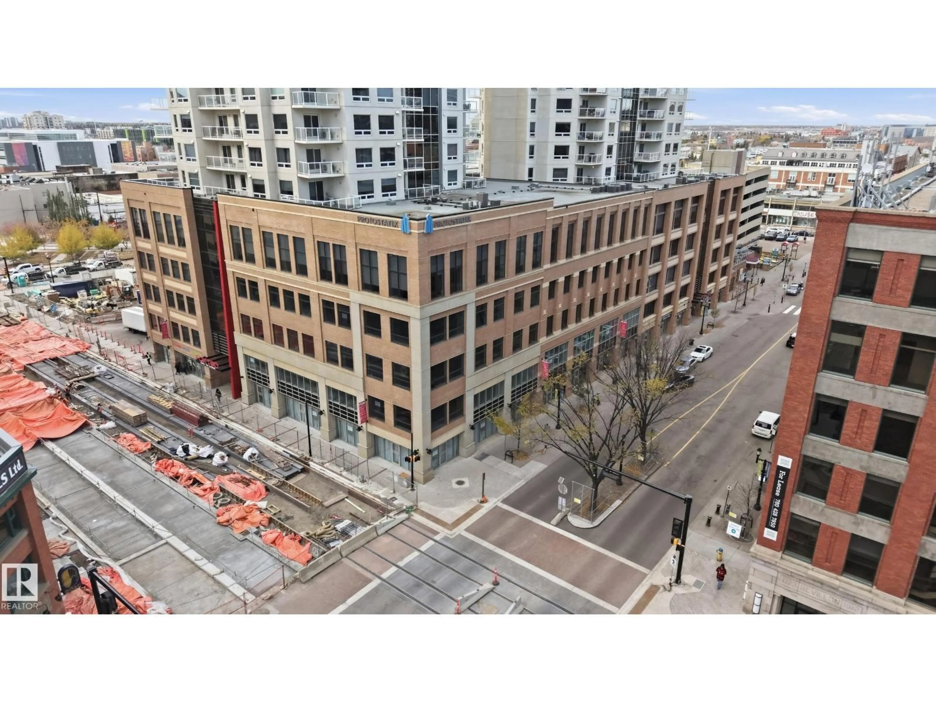 A pic from outside/outdoor area/front of a property/back of a property/a pic from drone, city buildings view from balcony for 2407 10410 102 AV NW, Edmonton Alberta T5J0E9