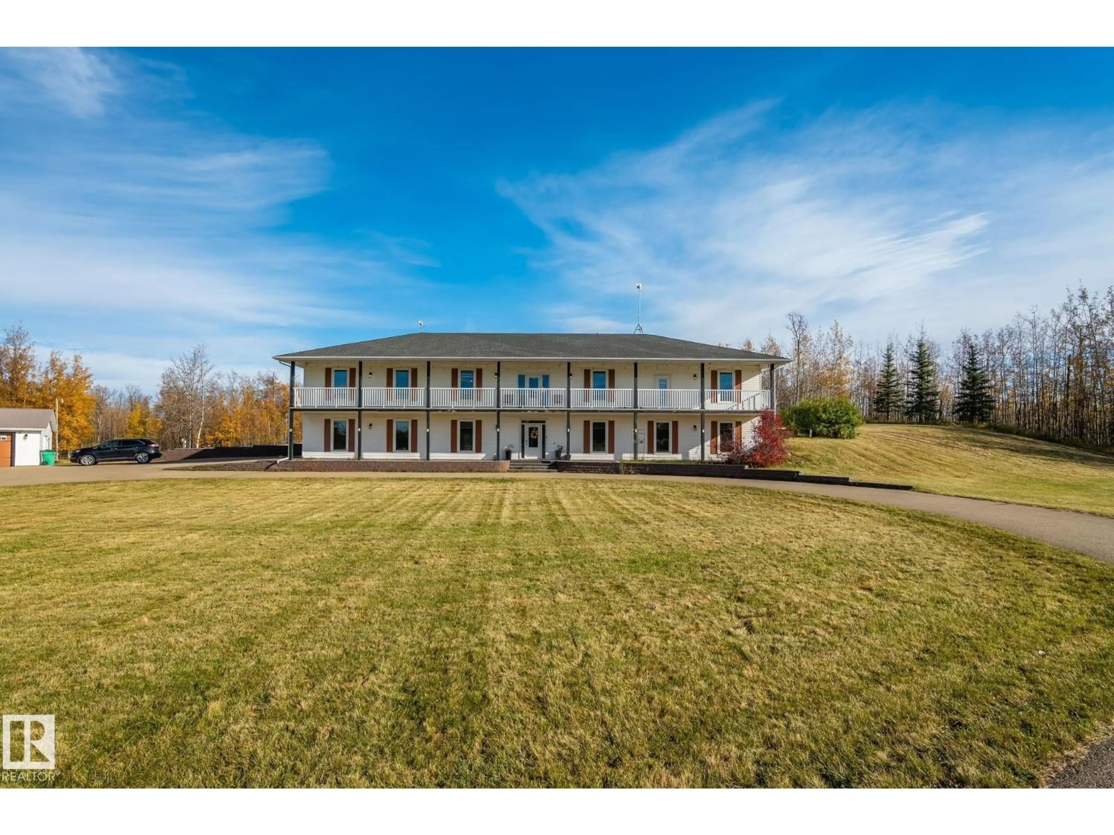 A pic from outside/outdoor area/front of a property/back of a property/a pic from drone, building for 23450 TWP RD 505, Rural Leduc County Alberta T4X0S1