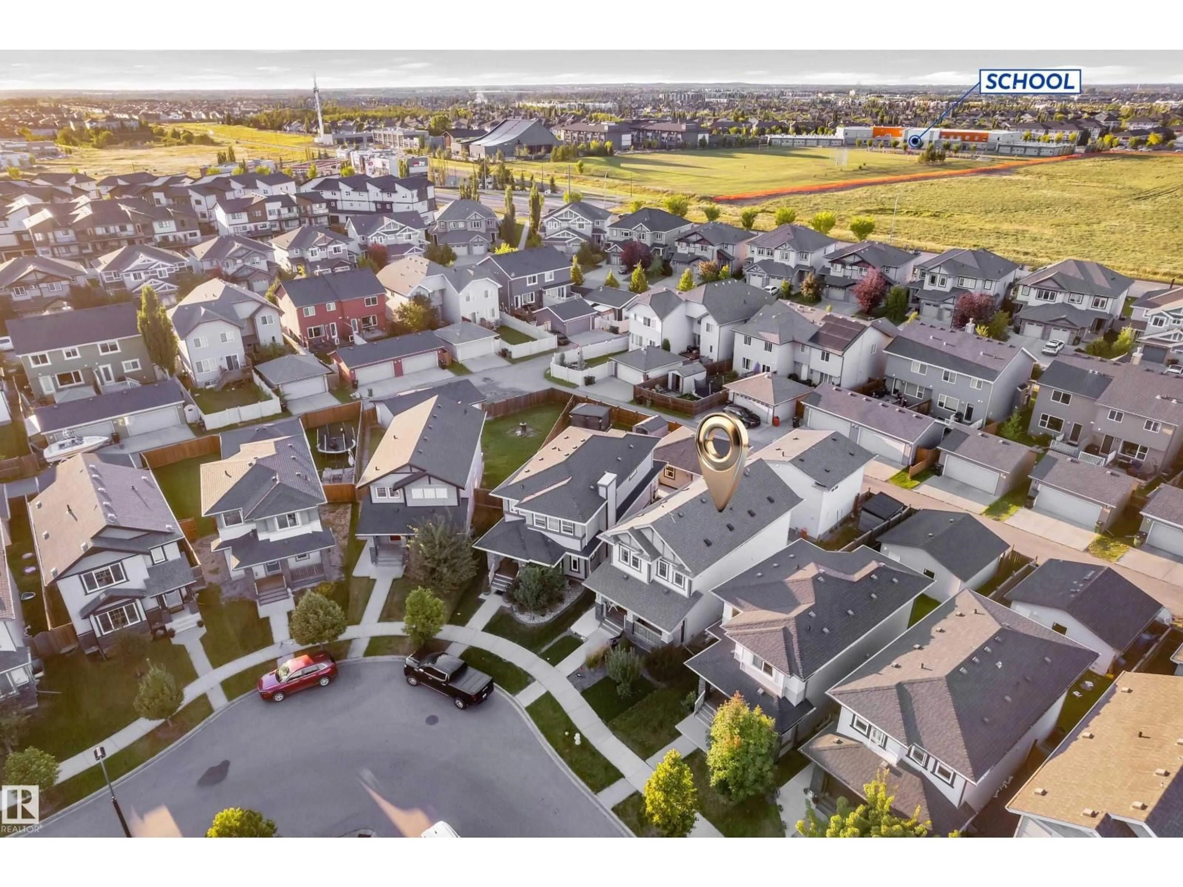 A pic from outside/outdoor area/front of a property/back of a property/a pic from drone, street for SW SW - 16052 11 AV, Edmonton Alberta T6W2H6