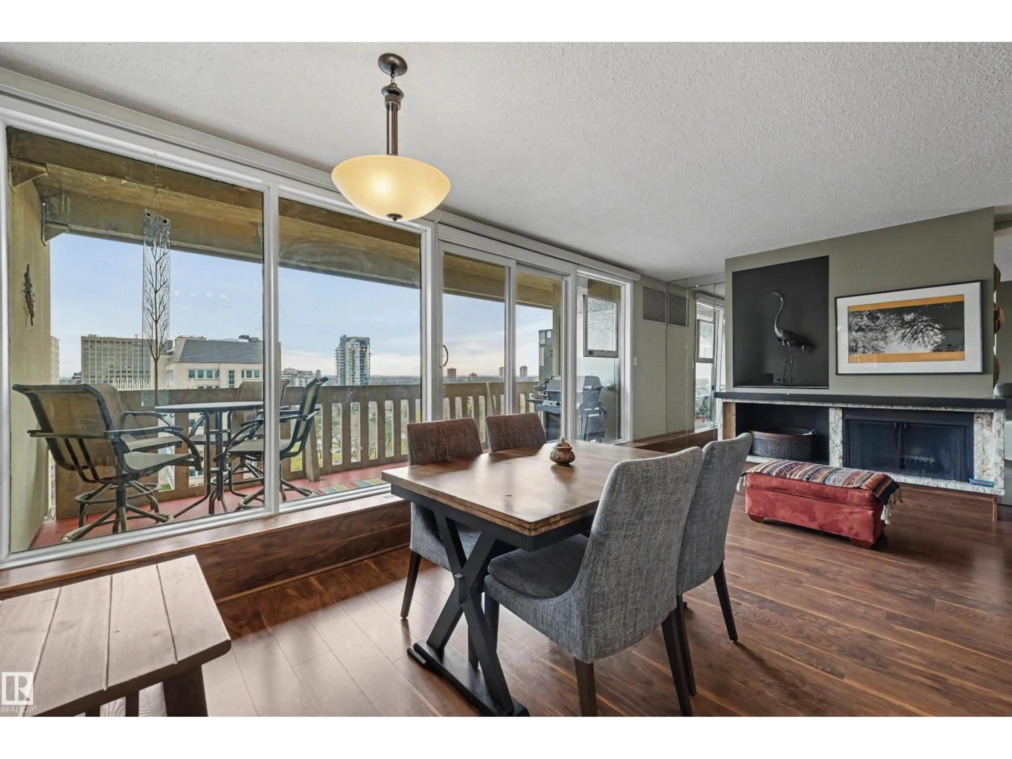 Dining room, wood/laminate floor for 905 - 9809 110 ST NW, Edmonton Alberta T5K2J9
