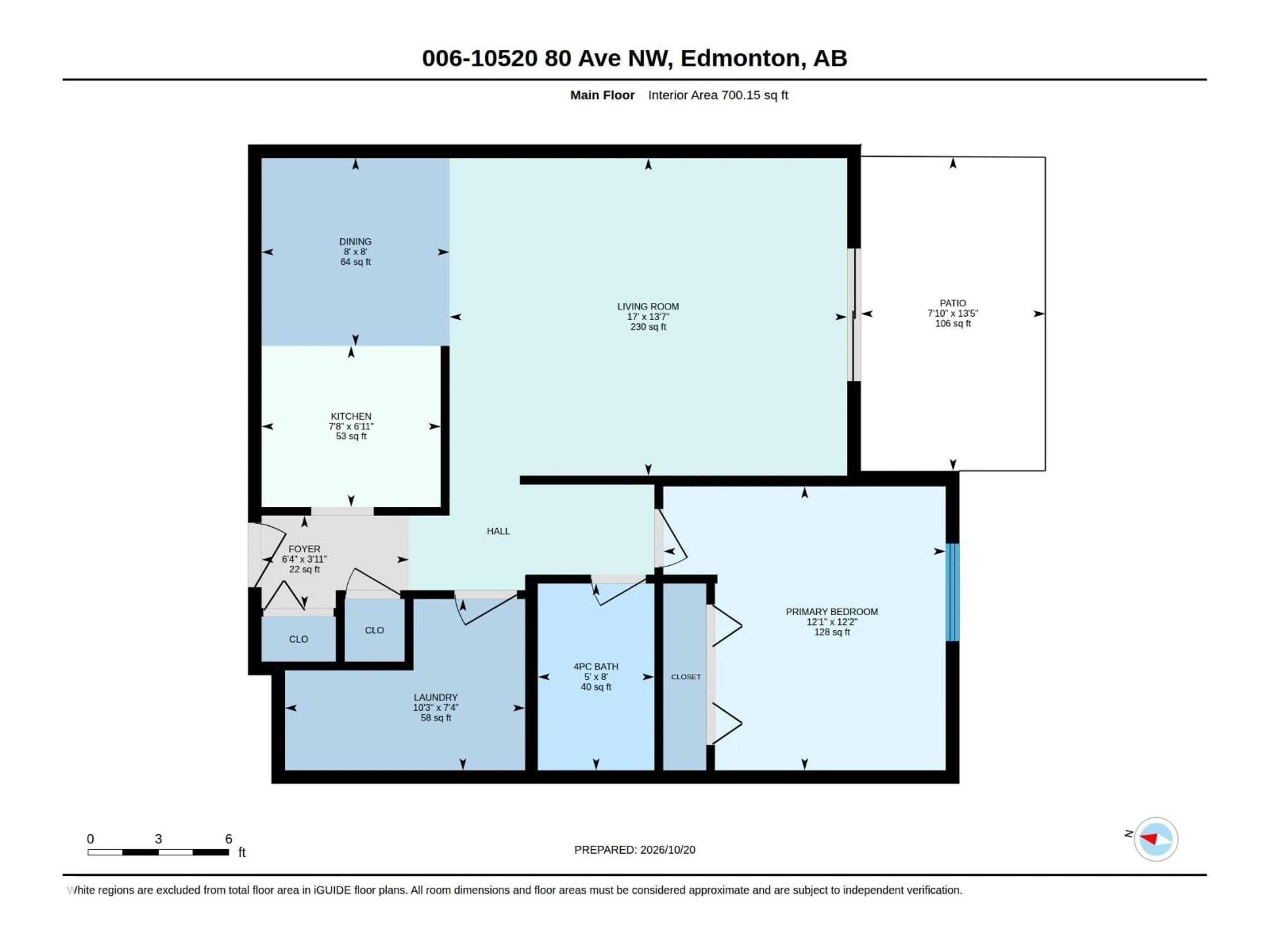 Floor plan for #006 - 10520 80 AV, Edmonton Alberta T6E1V3
