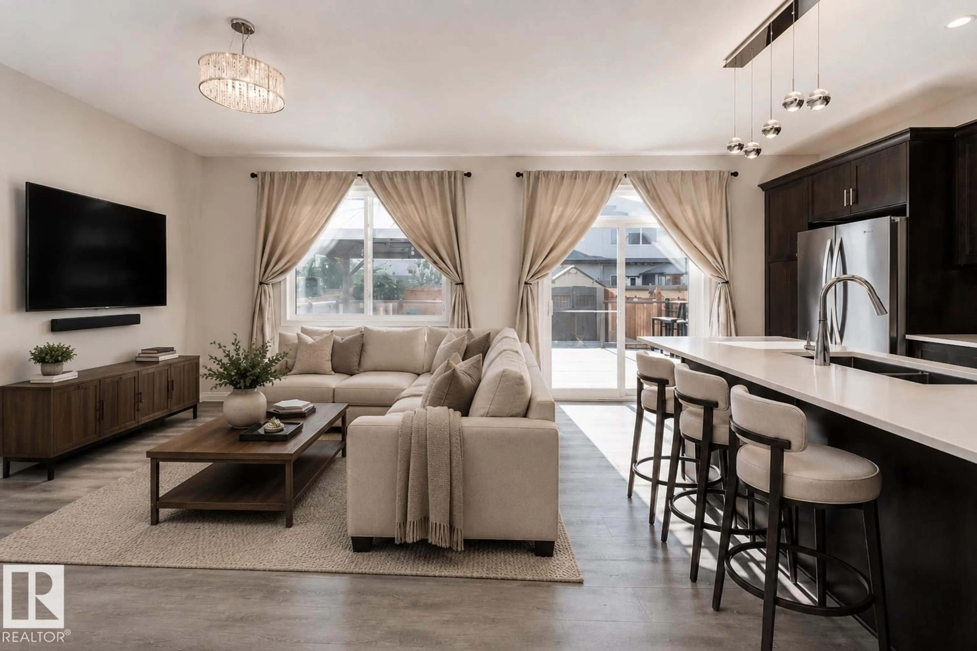 Living room with furniture, unknown for NW - 17132 64 ST, Edmonton Alberta T5Y3T6