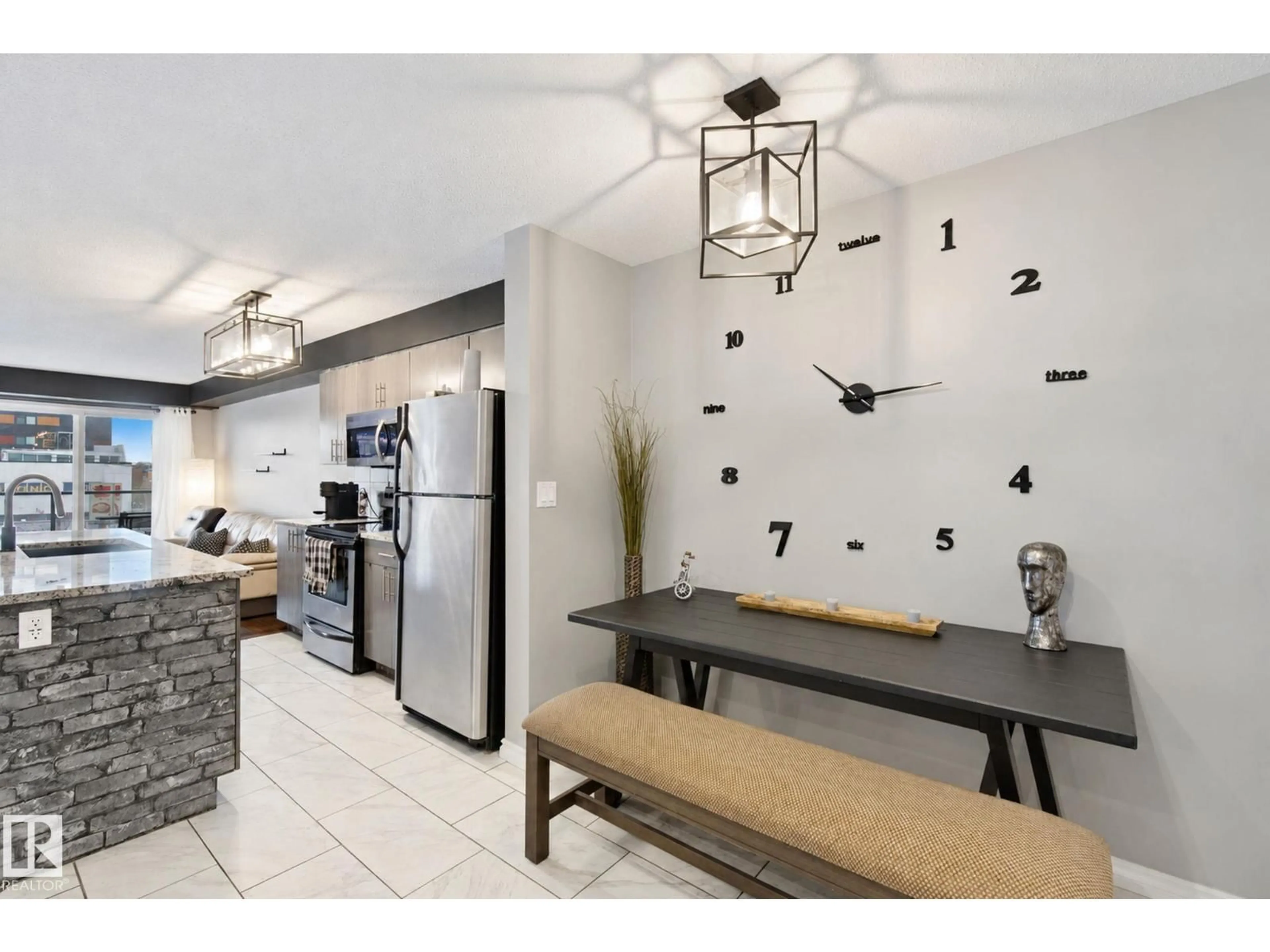 Open concept kitchen, ceramic/tile floor for #314 - 10118 106 AV, Edmonton Alberta T5H0B8