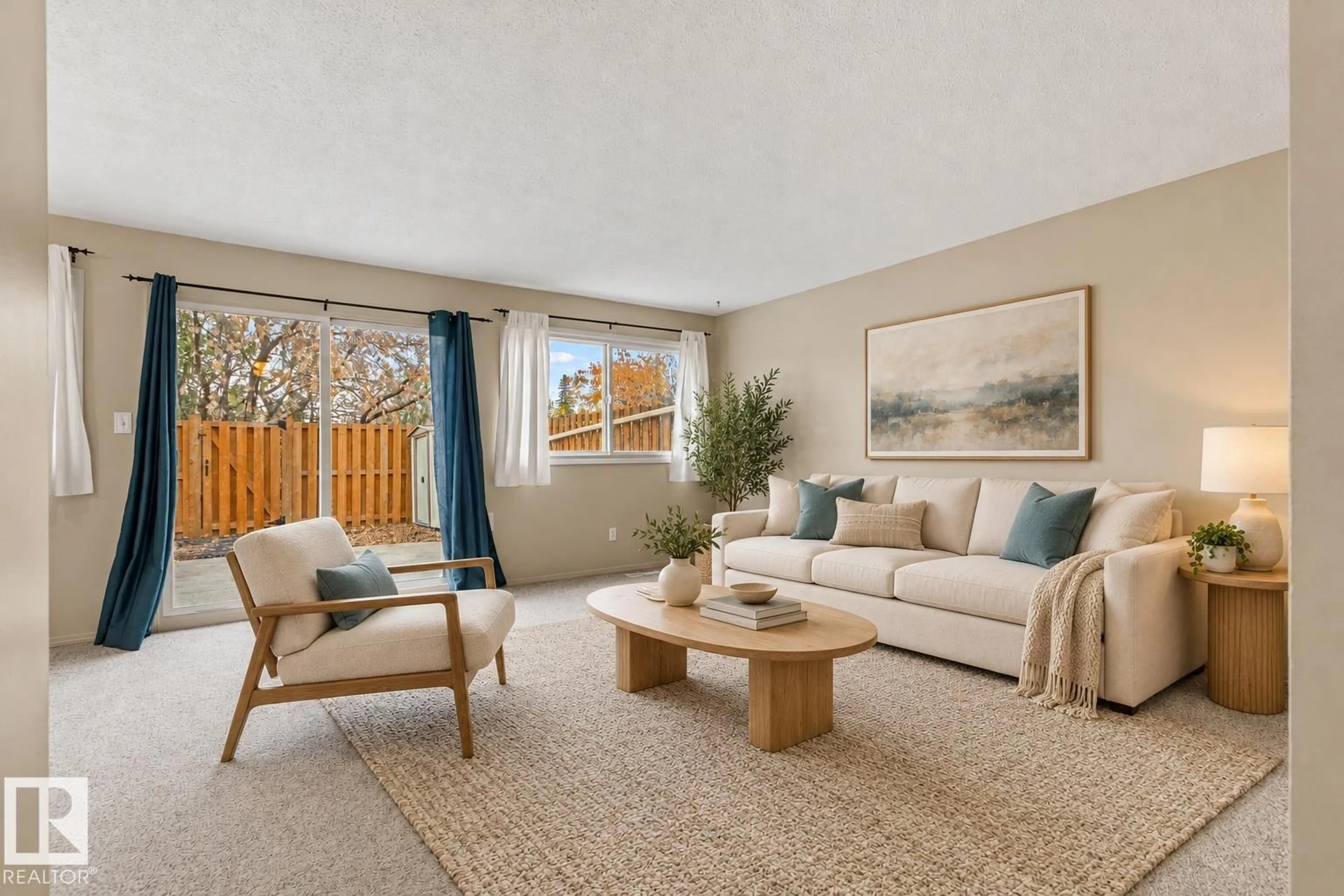 Living room with furniture, carpet floor for 55 ROYAL RD, Edmonton Alberta T6J2E7