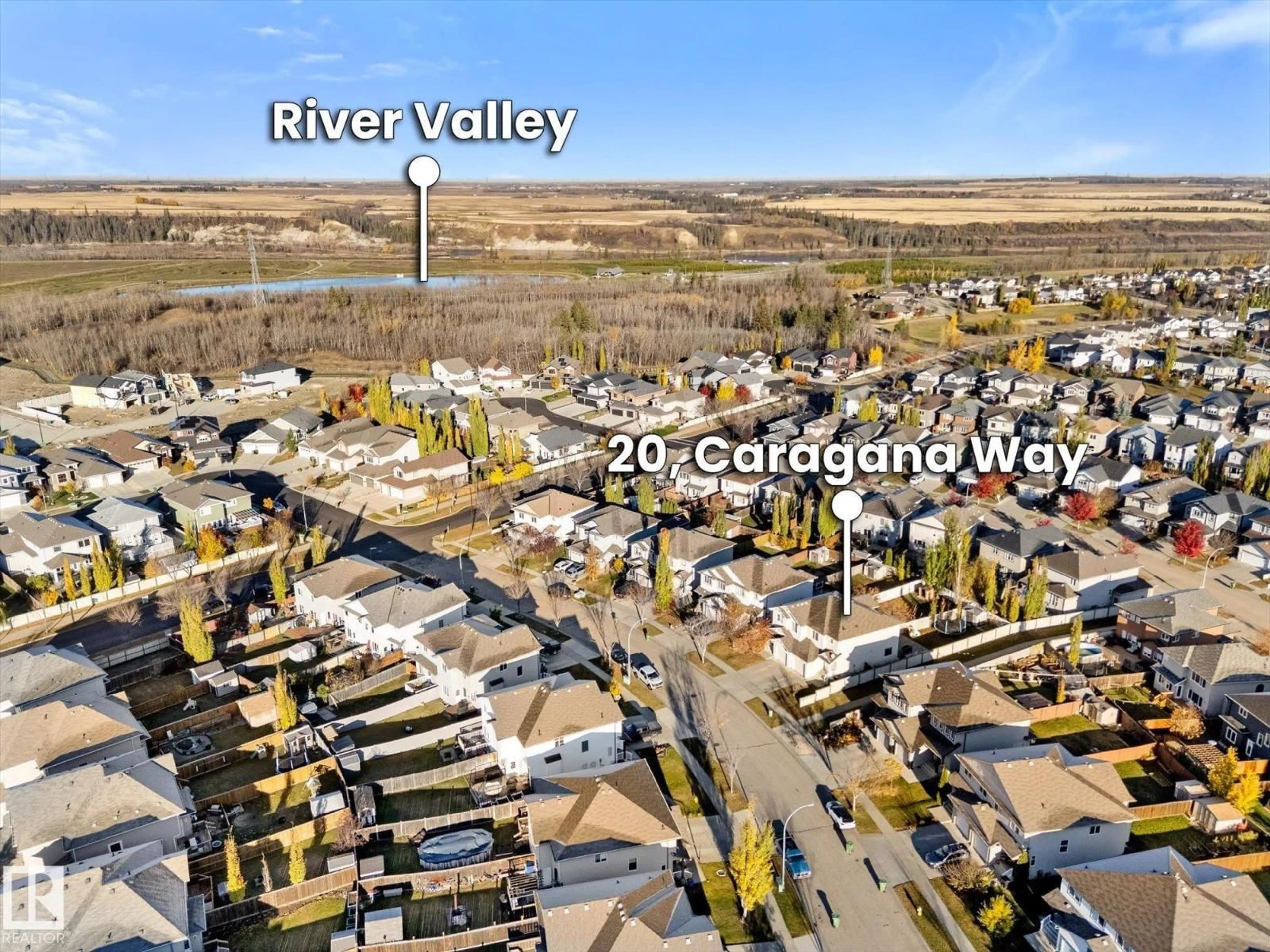 A pic from outside/outdoor area/front of a property/back of a property/a pic from drone, street for 20 CARAGANA WY, Fort Saskatchewan Alberta T8L0H8