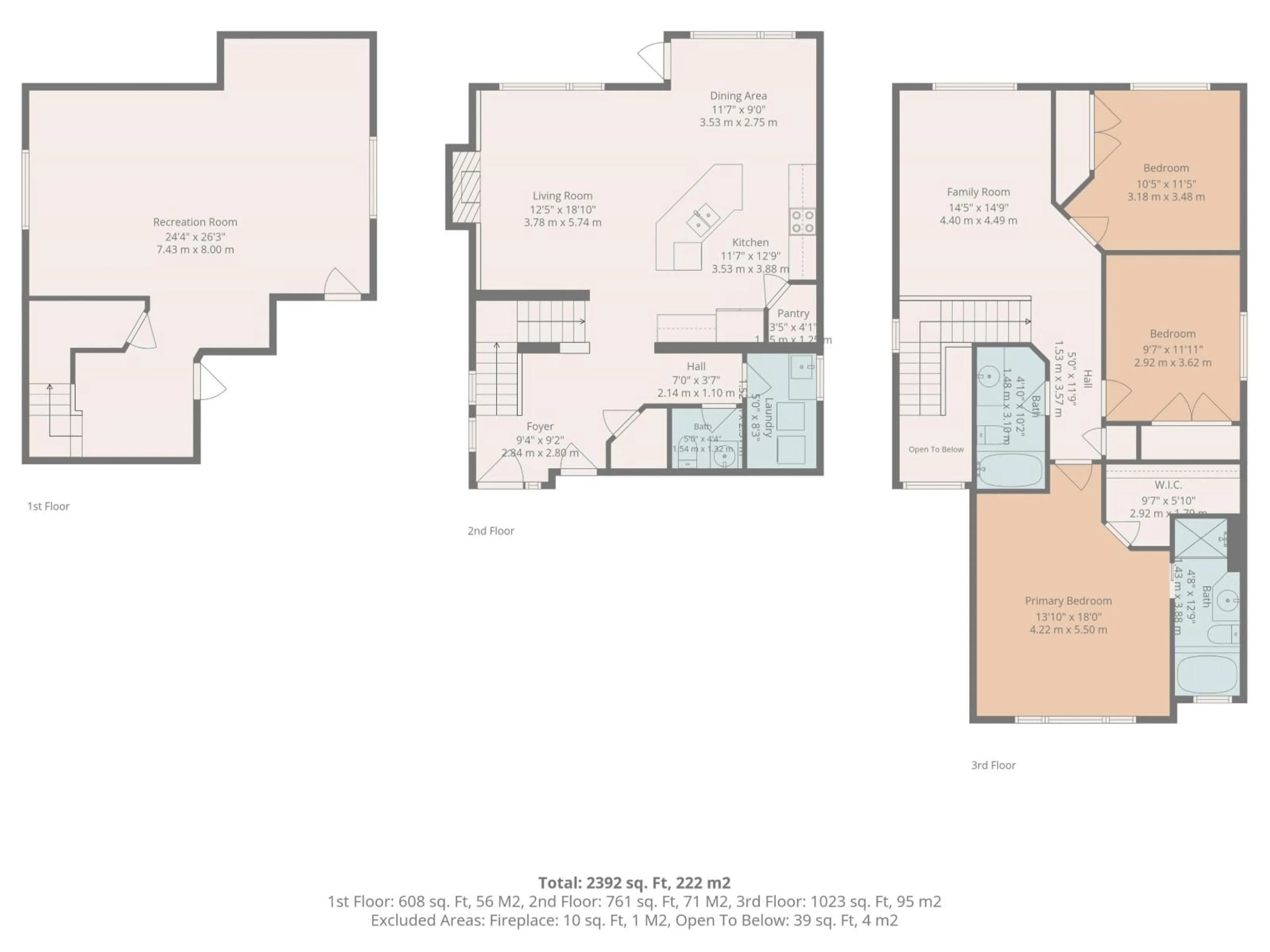 Floor plan for 9609 83 AV, Morinville Alberta T8R0A6
