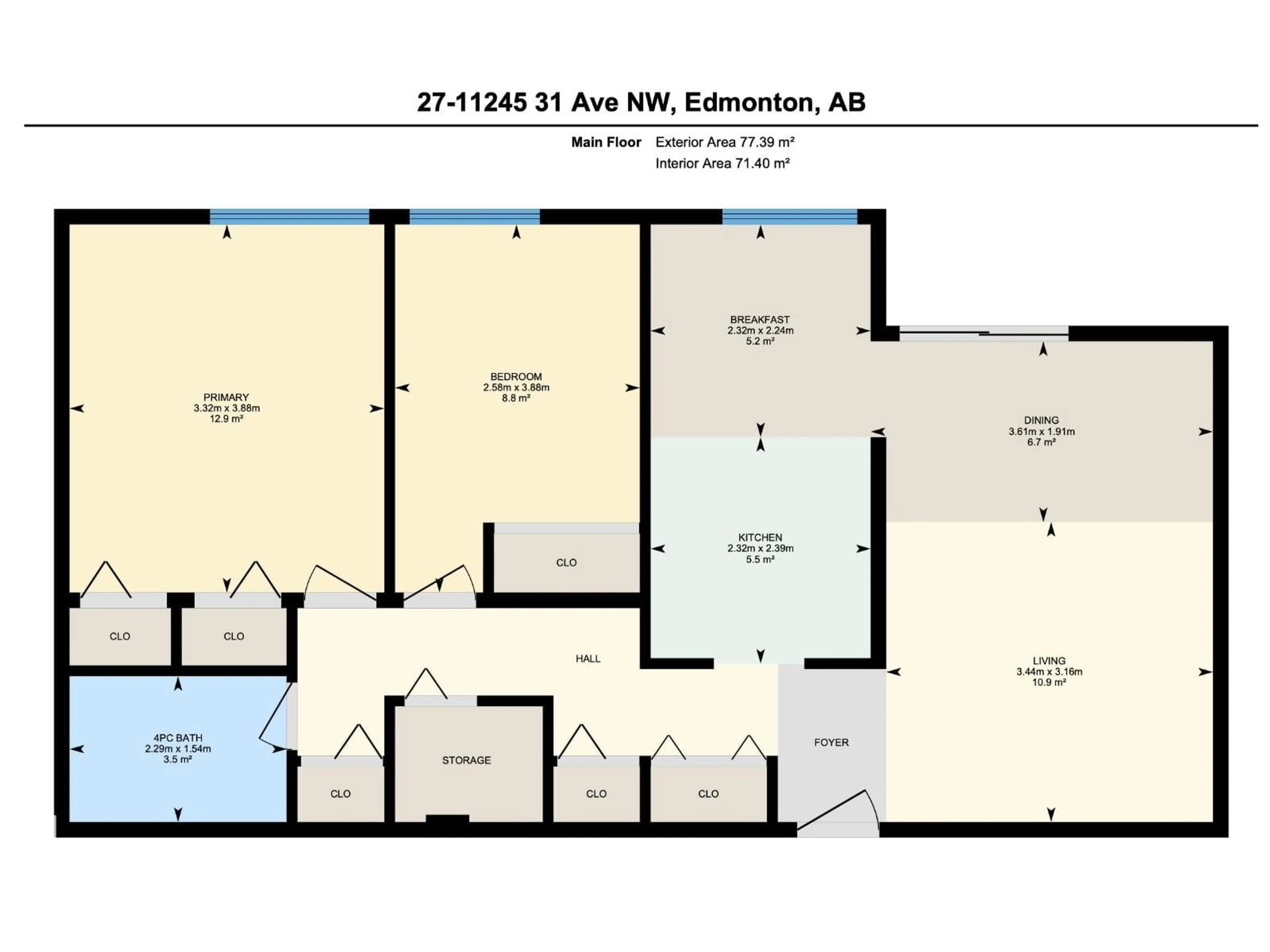 Floor plan for #27 - 11245 31 AV, Edmonton Alberta T6J3V5