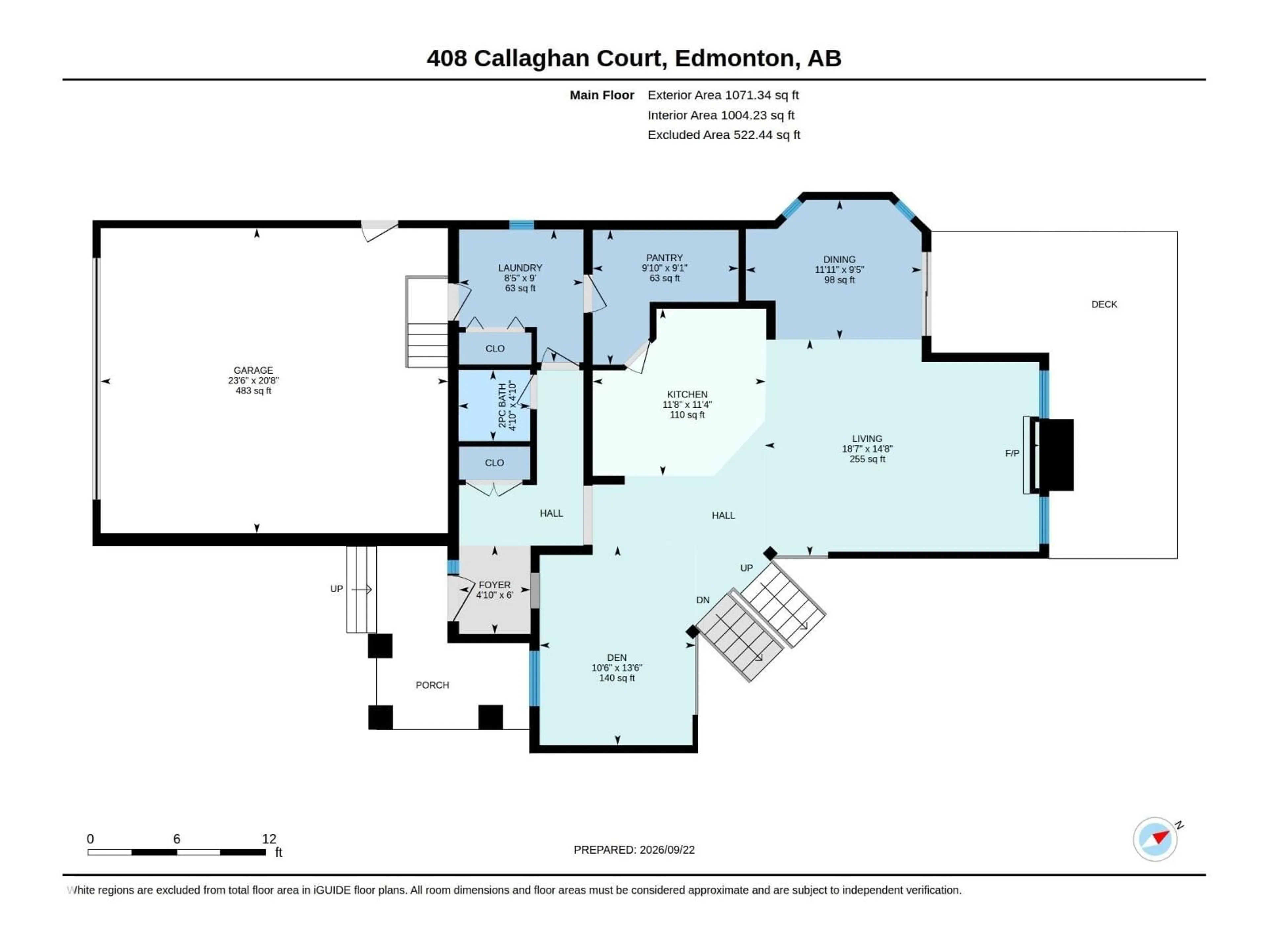 Floor plan for 408 CALLAGHAN CO, Edmonton Alberta T6W0G6