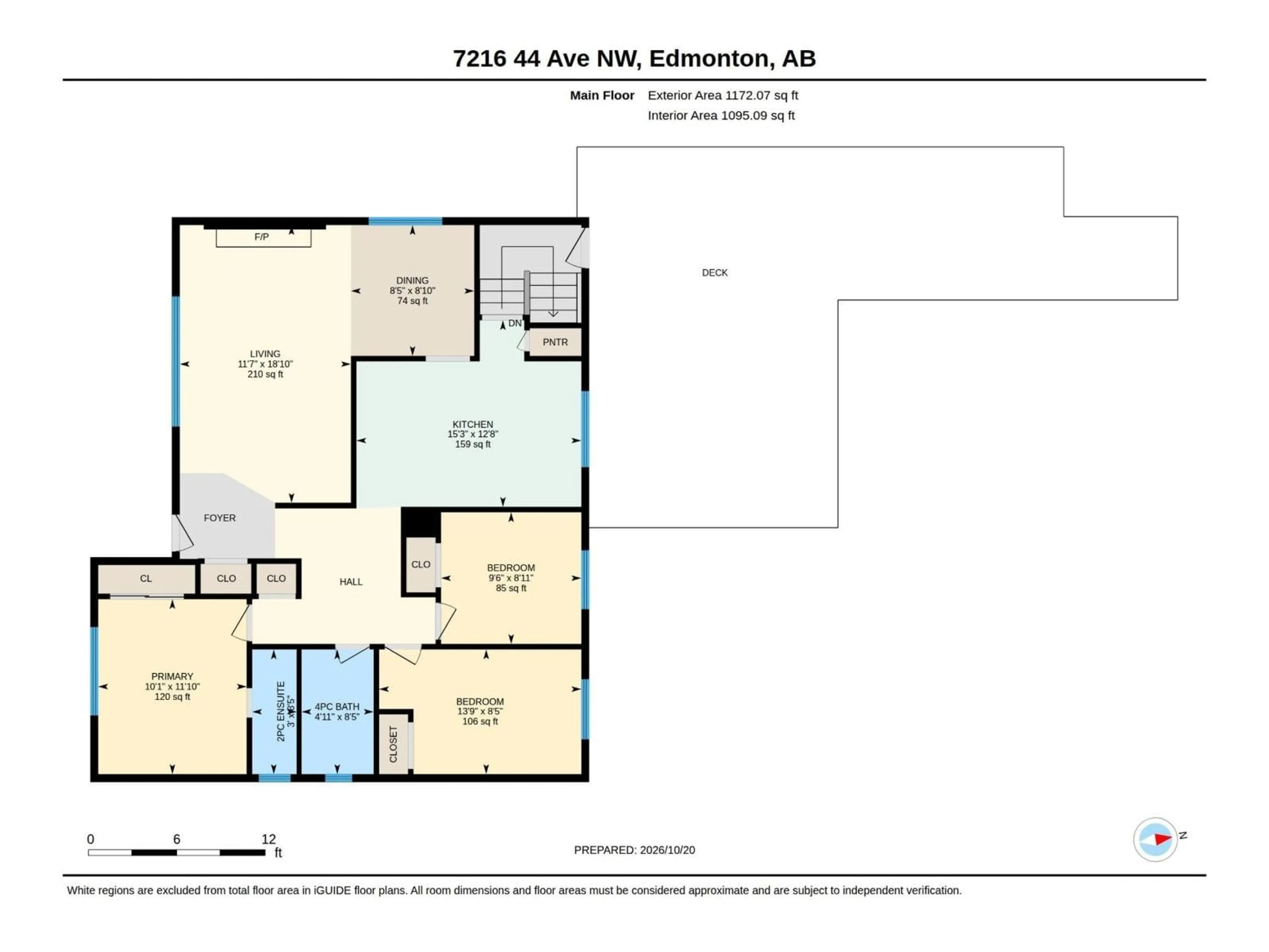 Floor plan for 7216 44 AV NW, Edmonton Alberta T6K0V3