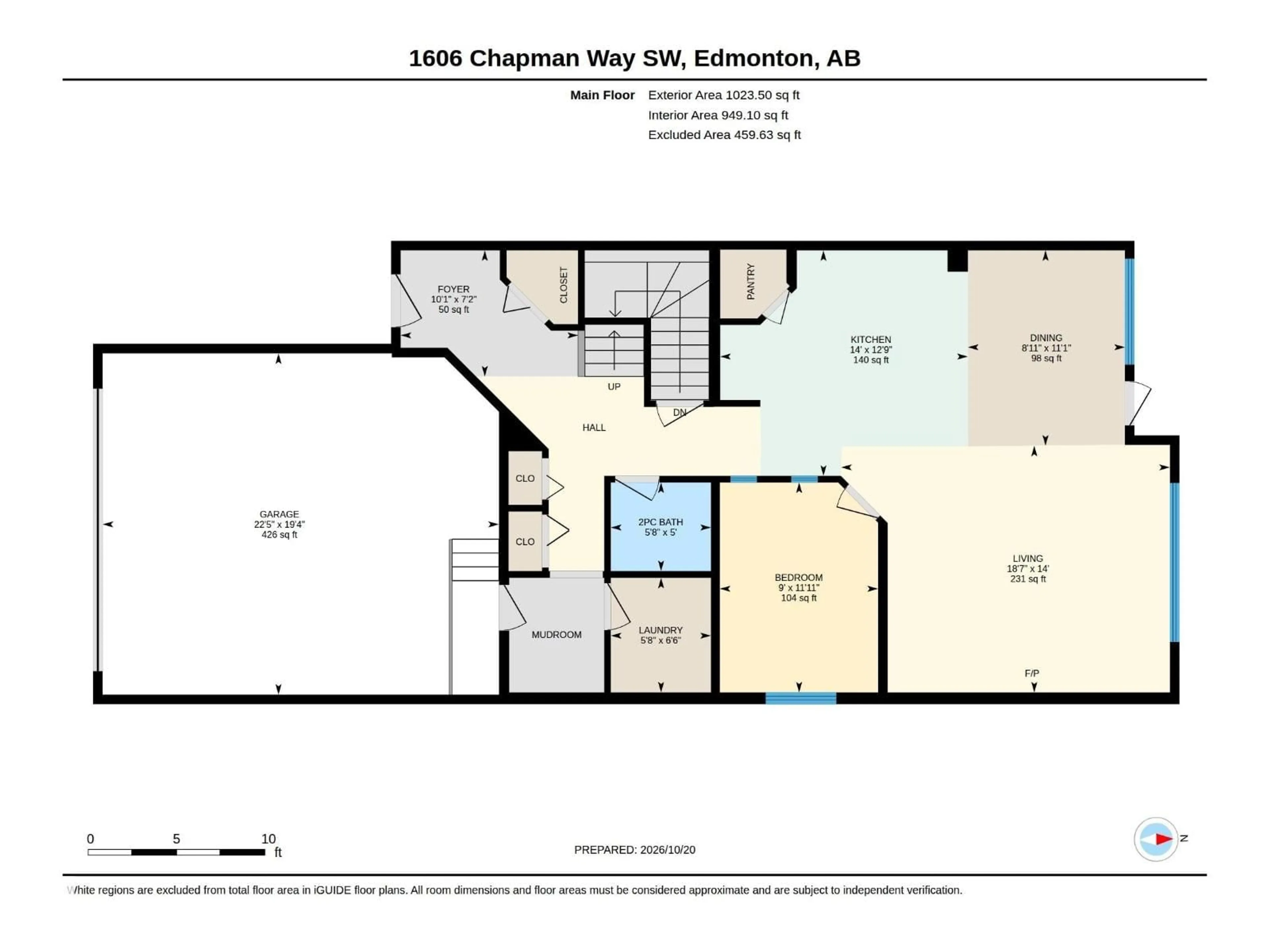 Floor plan for SW SW - 1606 CHAPMAN WY, Edmonton Alberta T6W0Z2